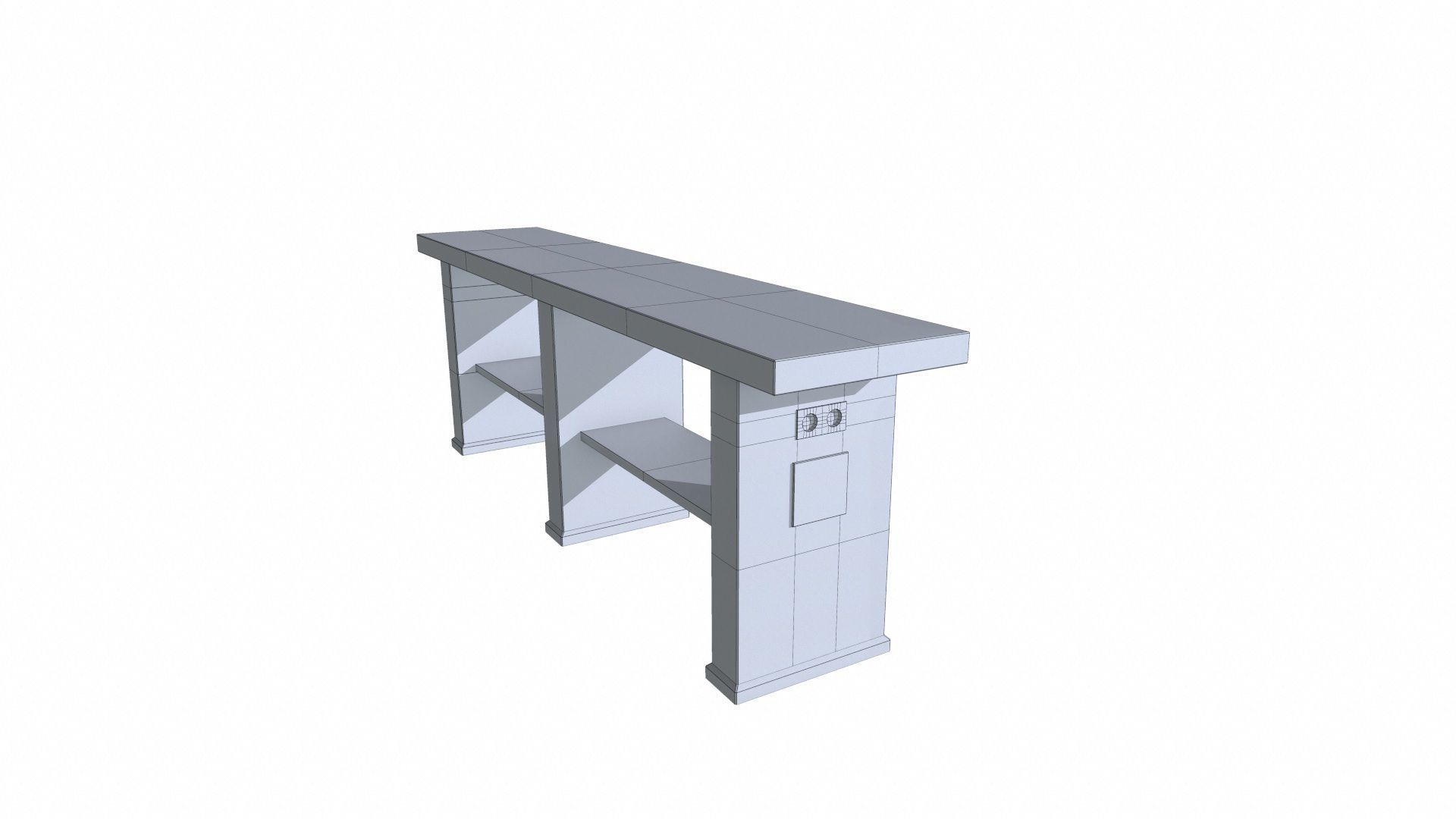 Low Poly Table wooden console Low-poly 3D model_4