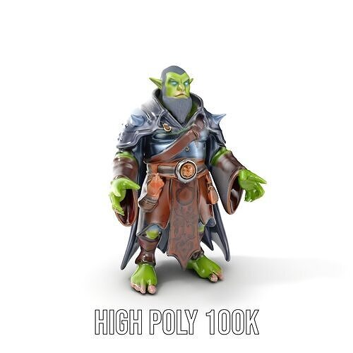 Elder Orc Warrior Character Model  Rigged and Animated Low-poly 3D model