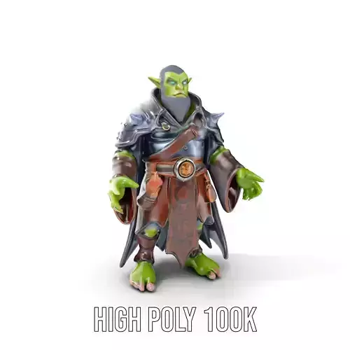 Elder Orc Warrior Character Model  Rigged and Animated Low-poly 3D model