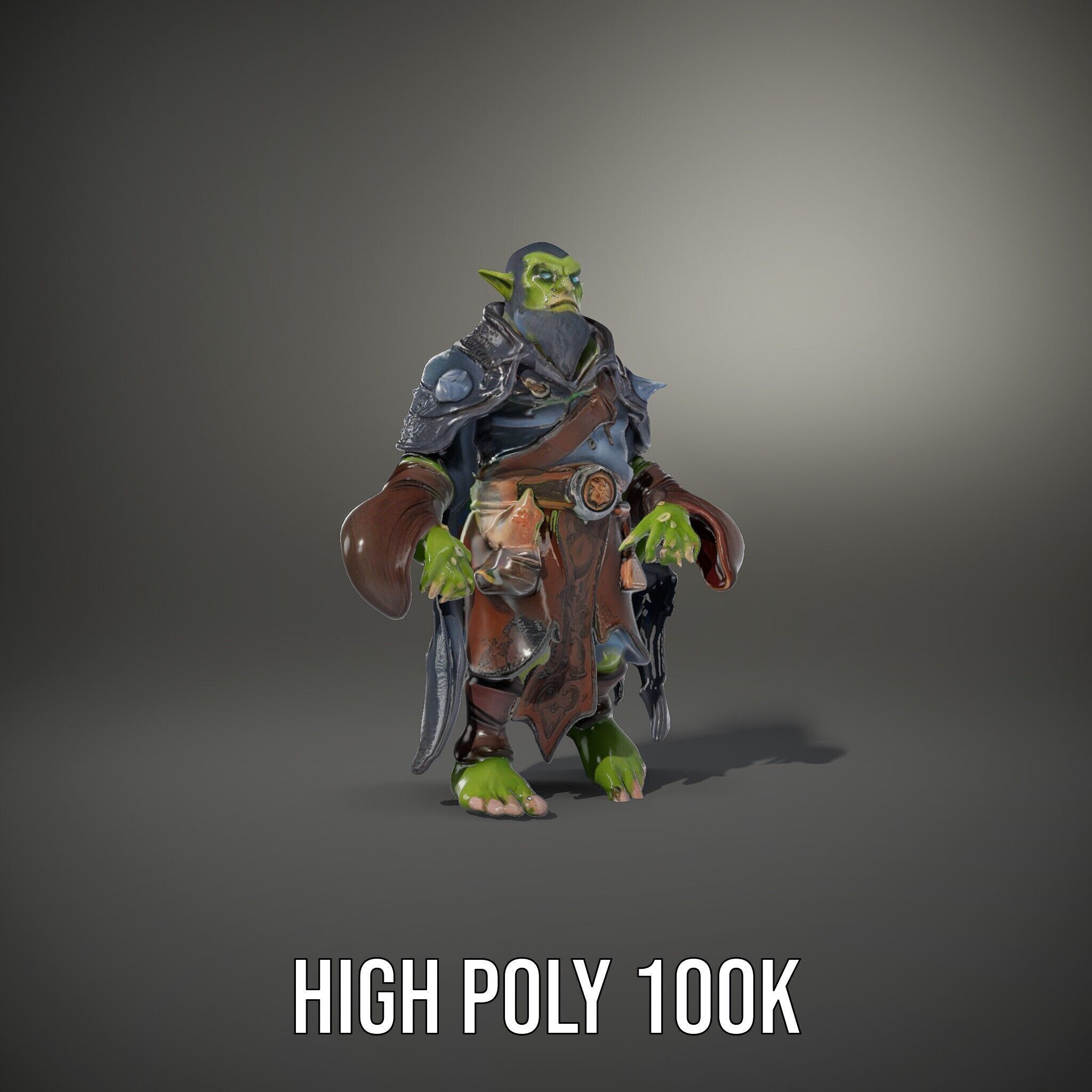 Elder Orc Warrior Character Model  Rigged and Animated Low-poly 3D model_14