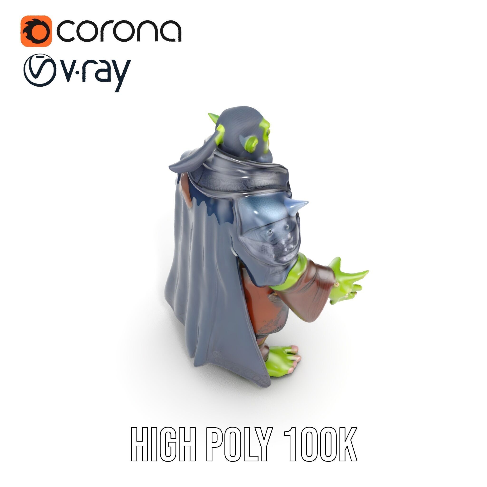 Elder Orc Warrior Character Model  Rigged and Animated Low-poly 3D model_37