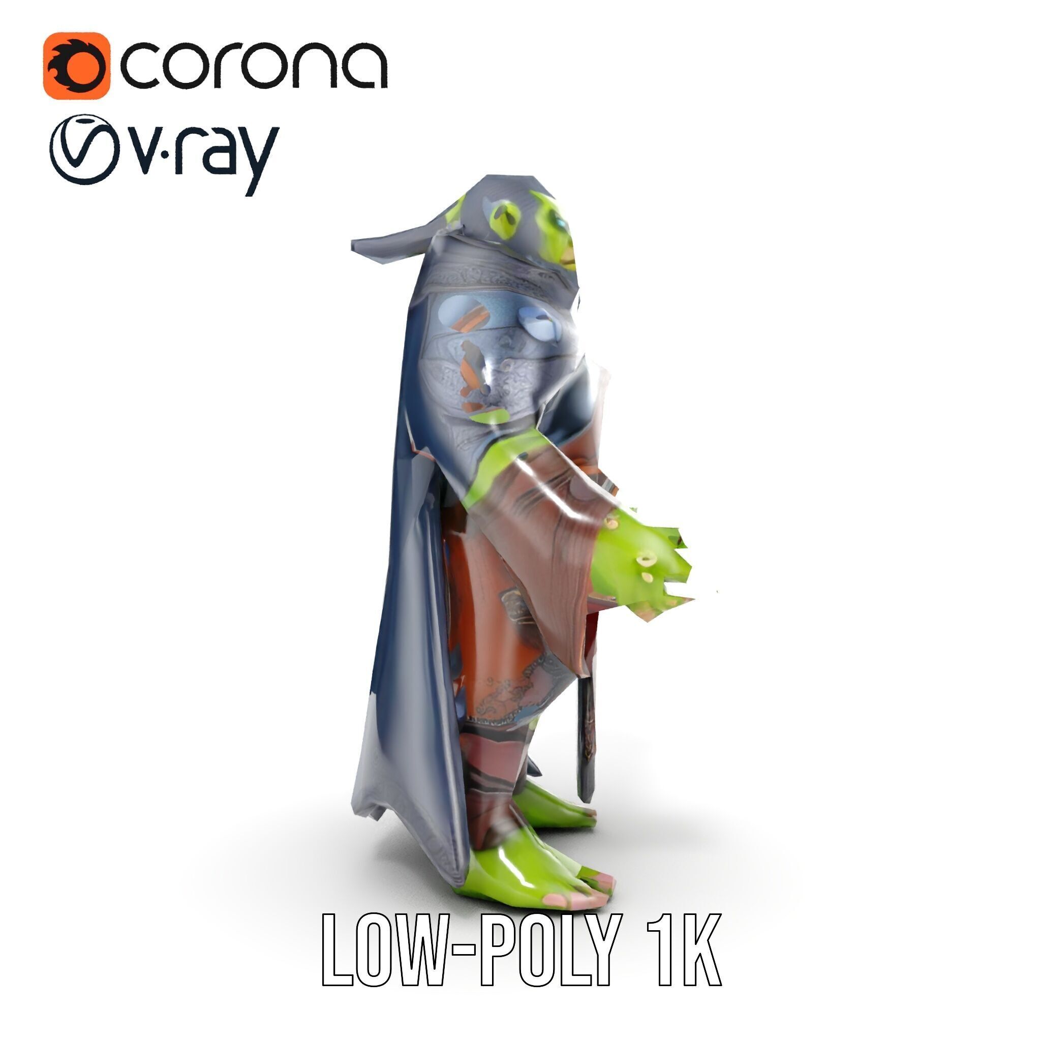 Elder Orc Warrior Character Model  Rigged and Animated Low-poly 3D model_31