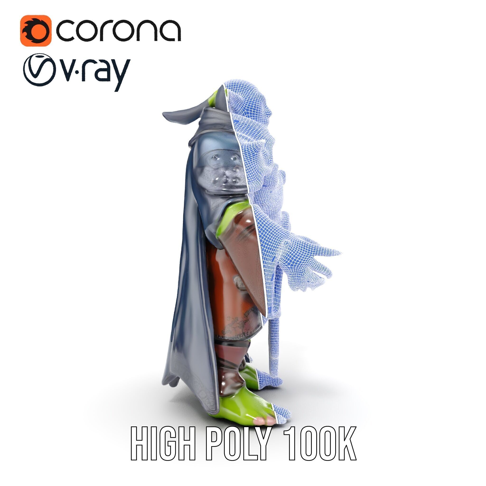 Elder Orc Warrior Character Model  Rigged and Animated Low-poly 3D model_40