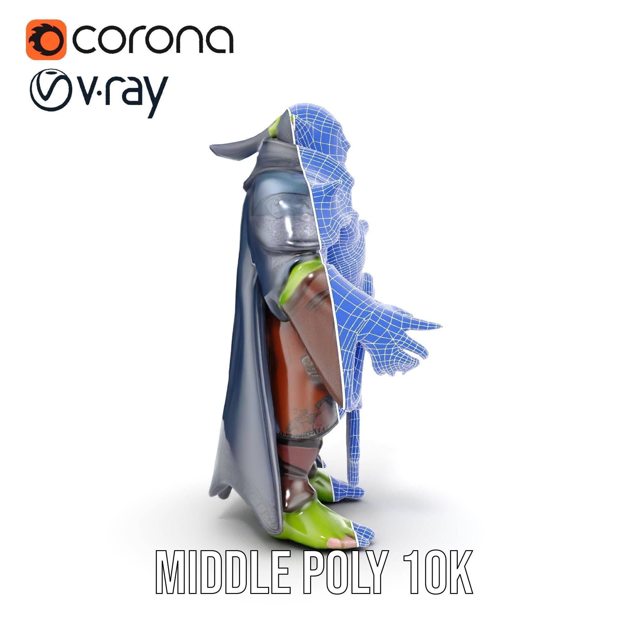 Elder Orc Warrior Character Model  Rigged and Animated Low-poly 3D model_36