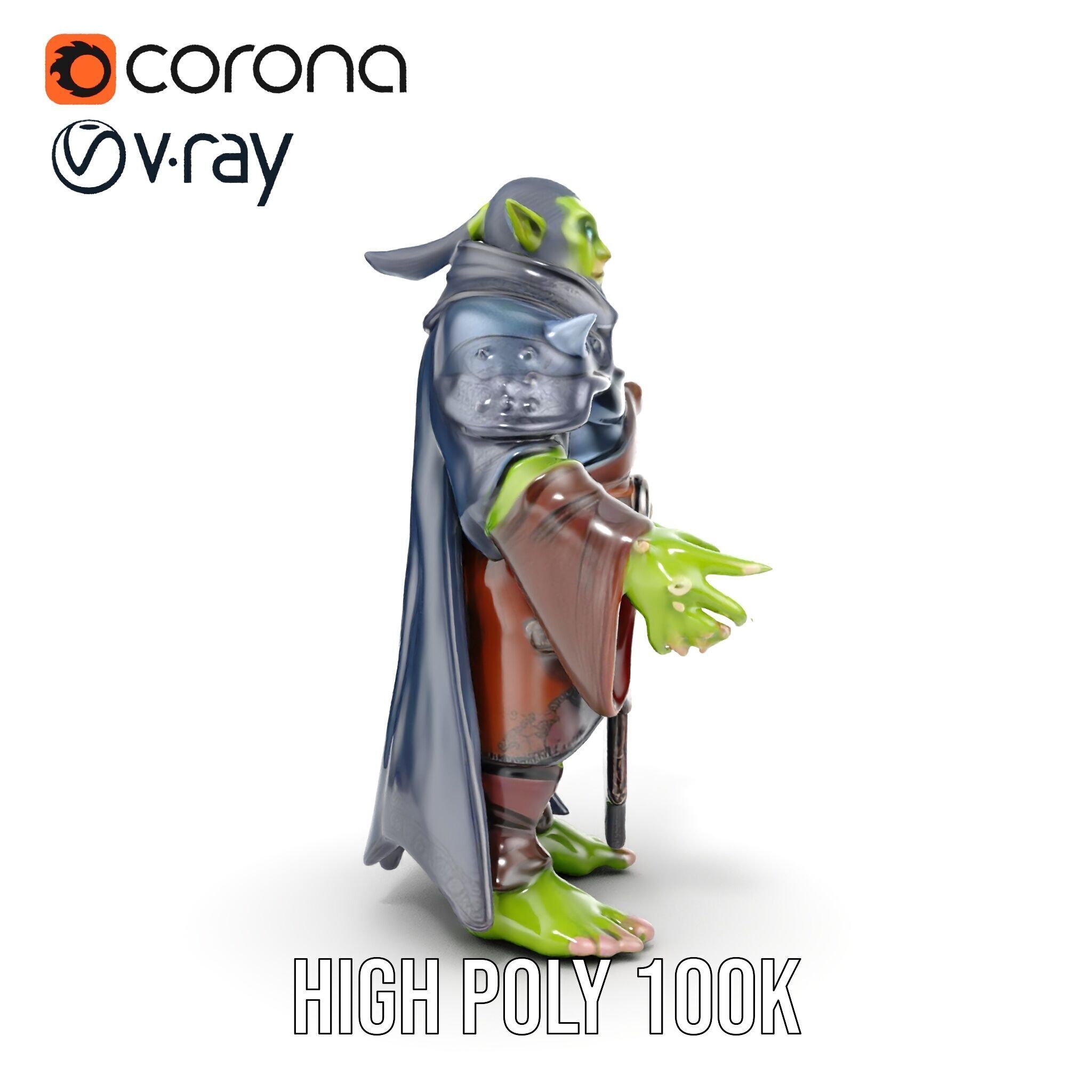 Elder Orc Warrior Character Model  Rigged and Animated Low-poly 3D model_35