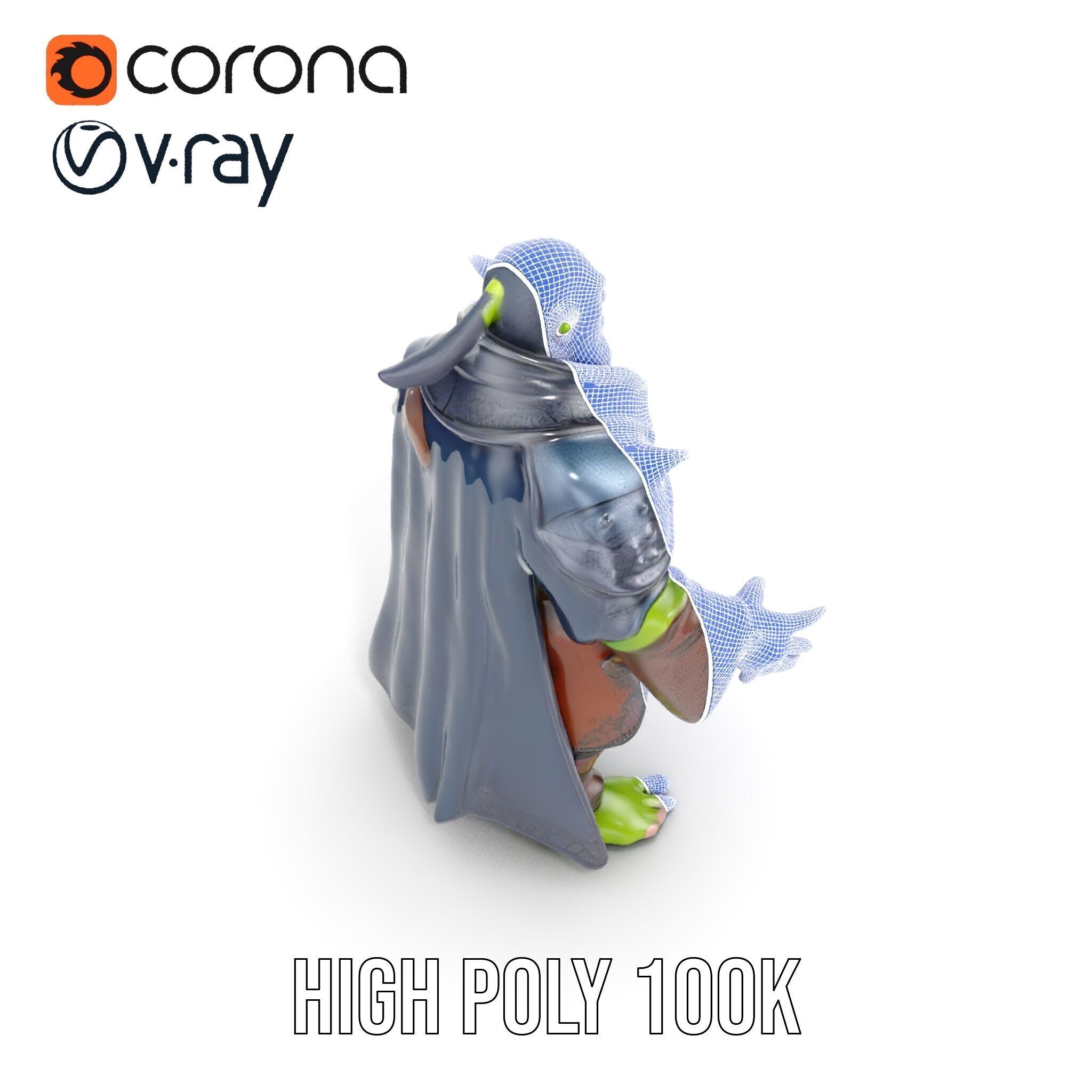 Elder Orc Warrior Character Model  Rigged and Animated Low-poly 3D model_21