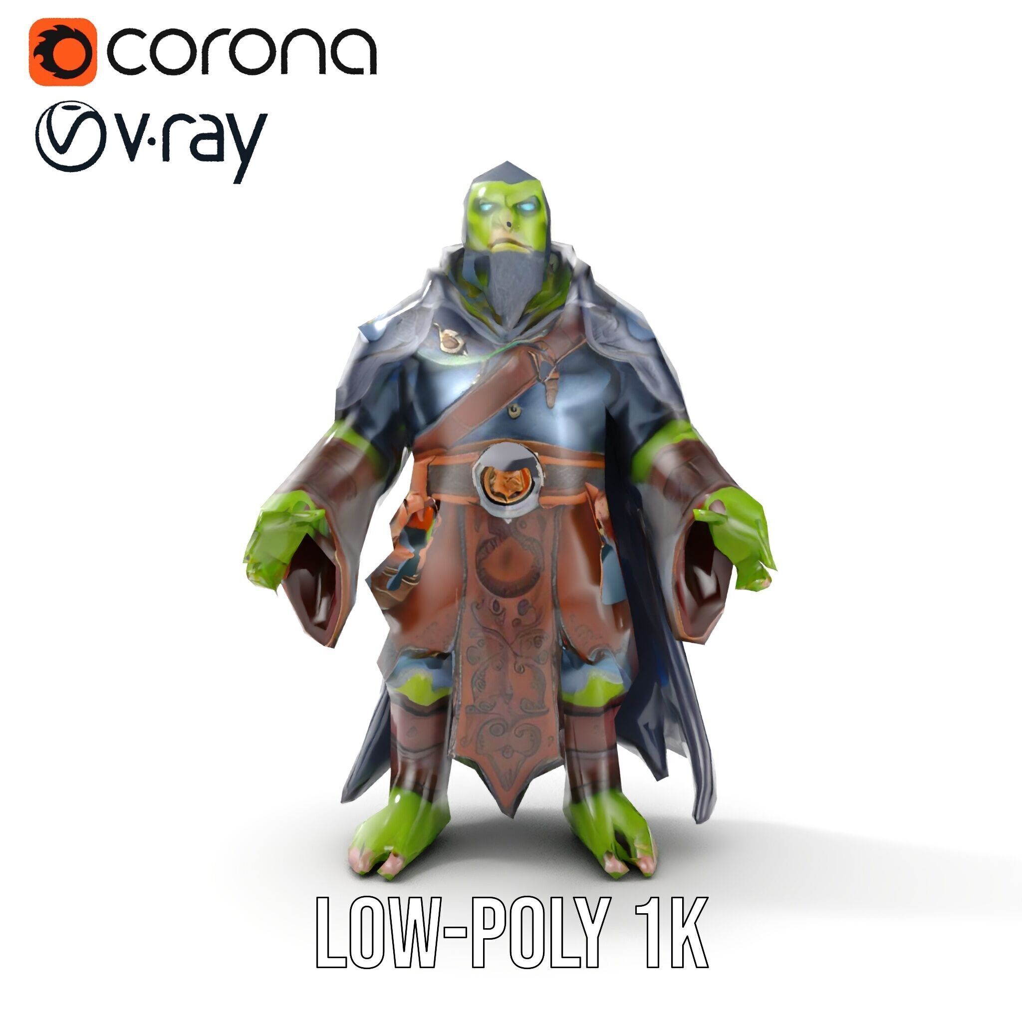 Elder Orc Warrior Character Model  Rigged and Animated Low-poly 3D model_28