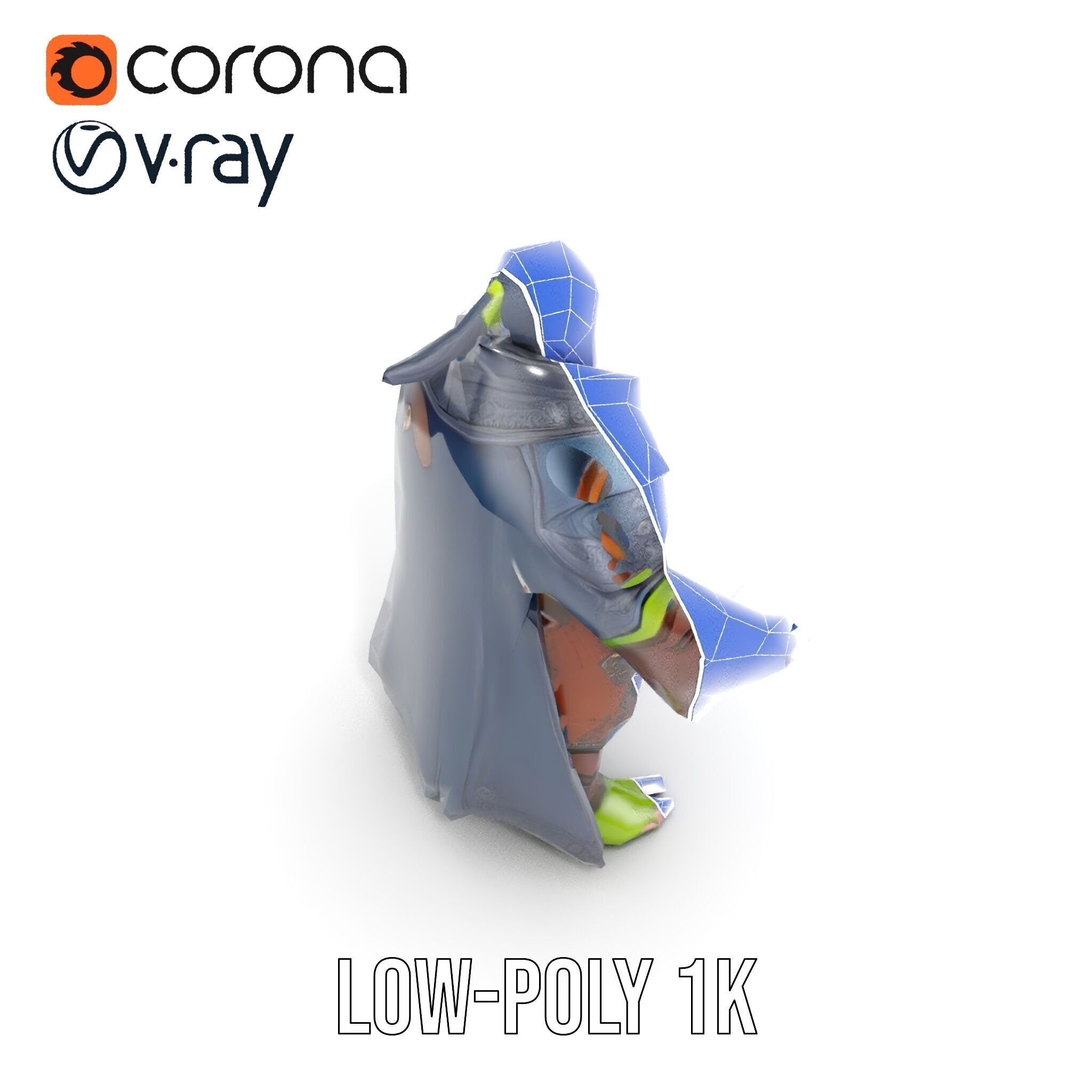 Elder Orc Warrior Character Model  Rigged and Animated Low-poly 3D model_25