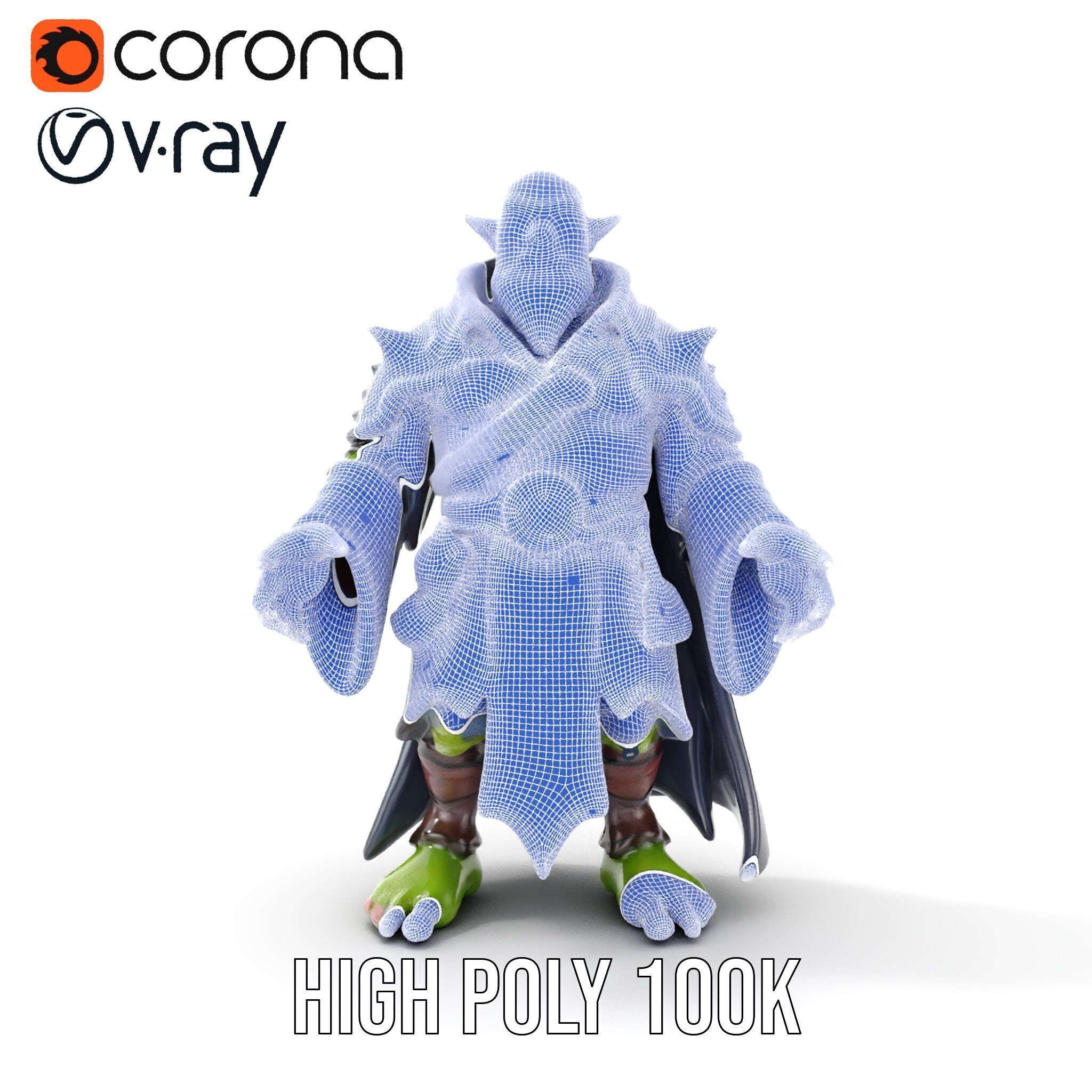 Elder Orc Warrior Character Model  Rigged and Animated Low-poly 3D model_39