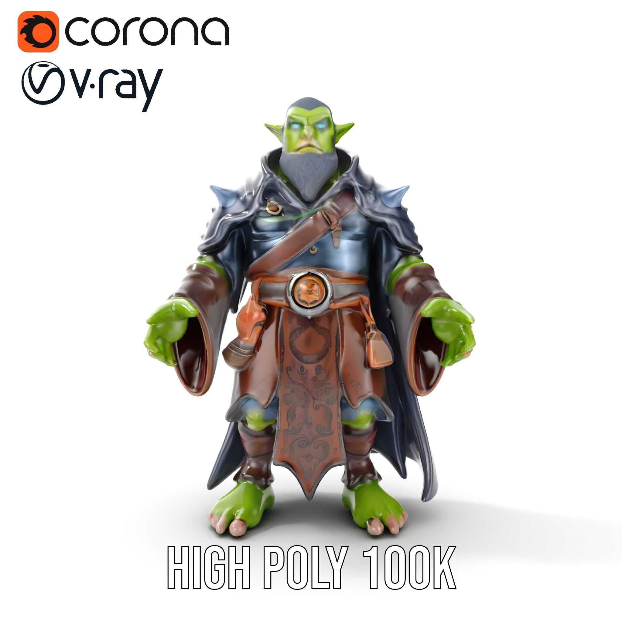 Elder Orc Warrior Character Model  Rigged and Animated Low-poly 3D model_29