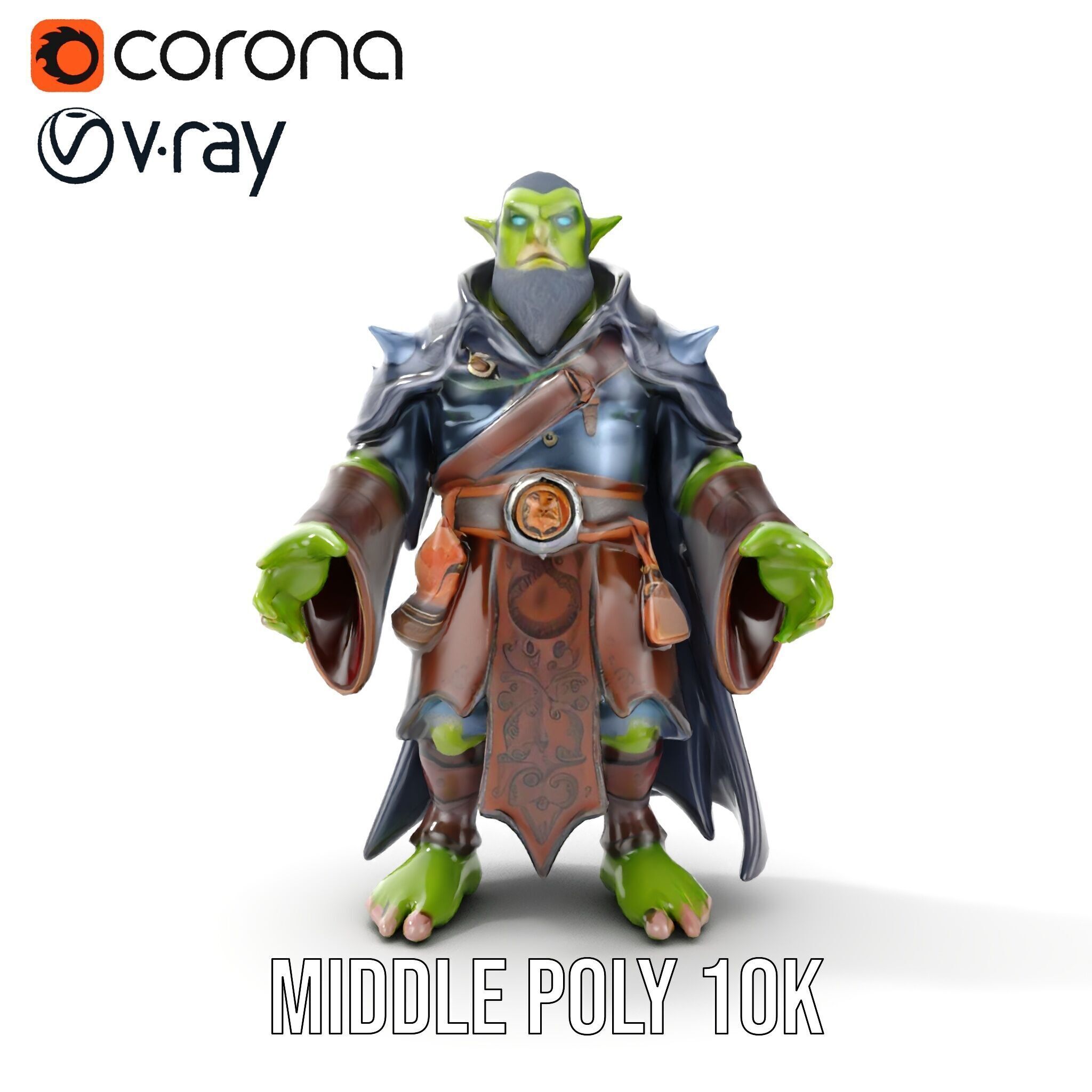 Elder Orc Warrior Character Model  Rigged and Animated Low-poly 3D model_19