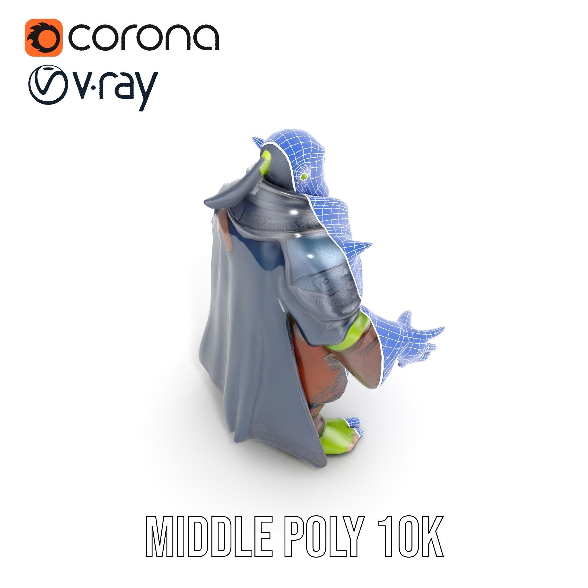 Elder Orc Warrior Character Model  Rigged and Animated Low-poly 3D model_30