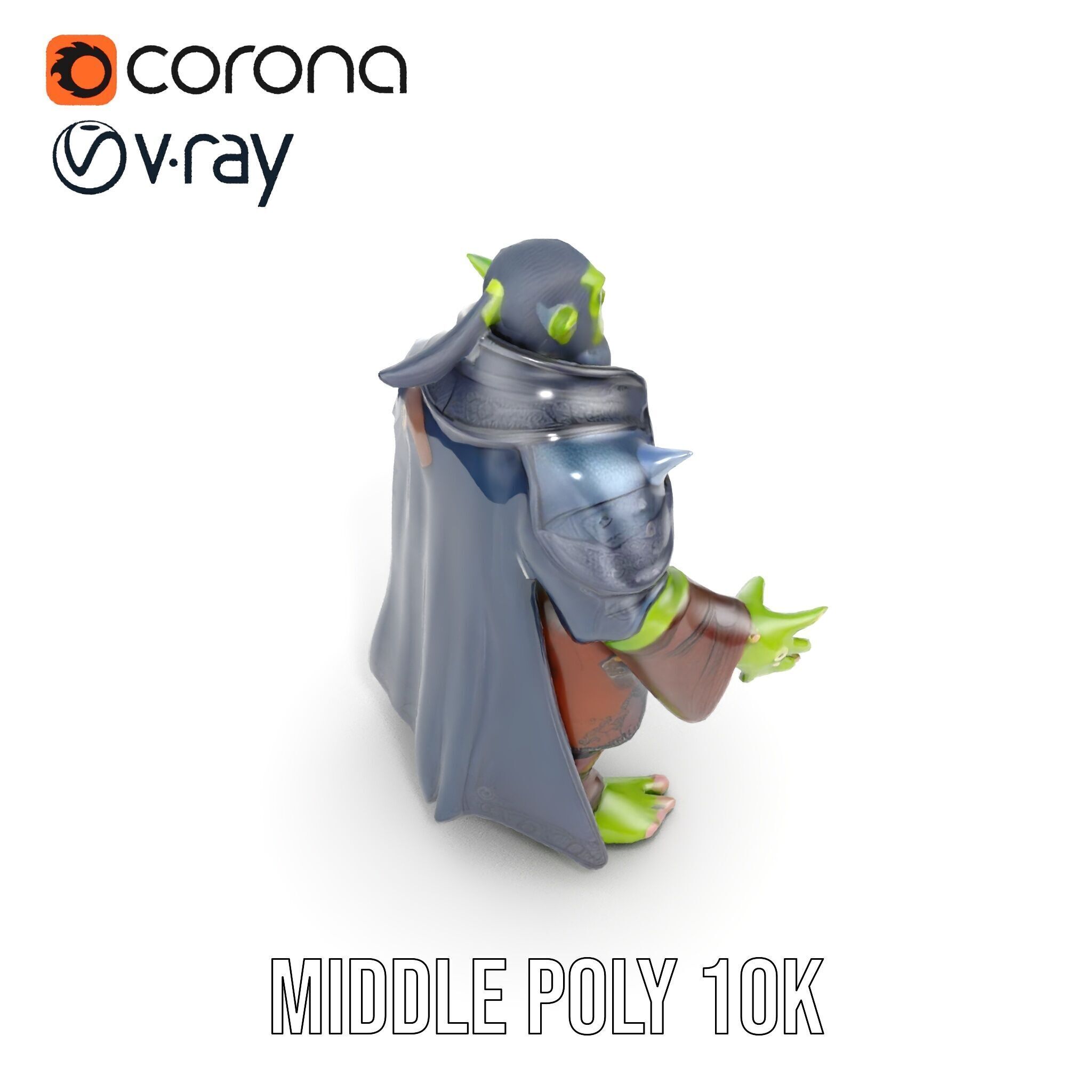 Elder Orc Warrior Character Model  Rigged and Animated Low-poly 3D model_17