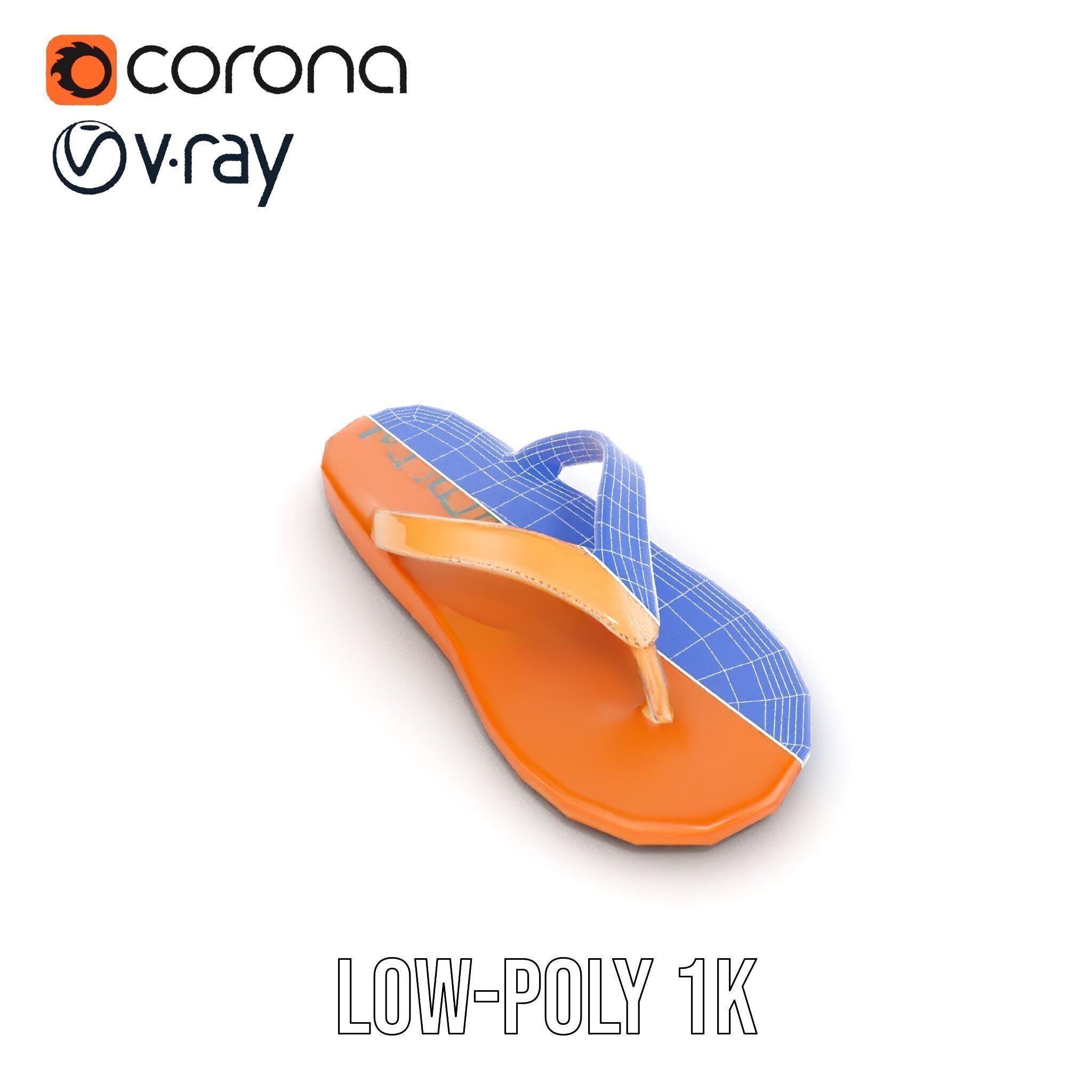 Casual Flip Flop Sandals D Model Pack Low-poly 3D model_29