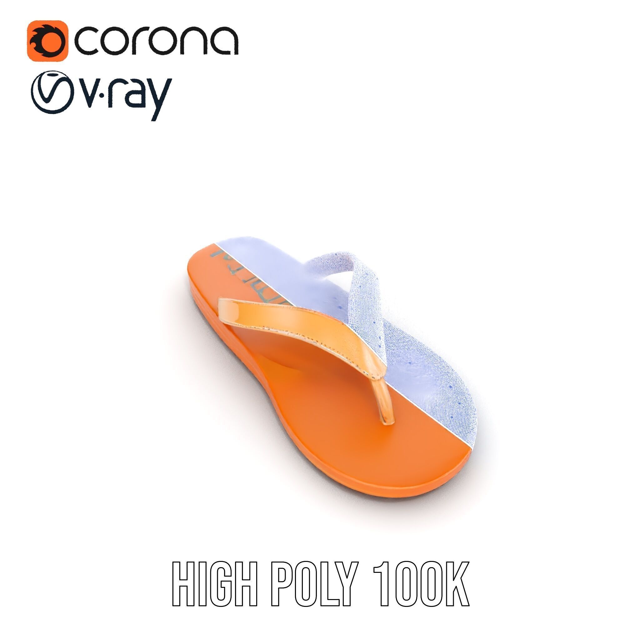 Casual Flip Flop Sandals D Model Pack Low-poly 3D model_30