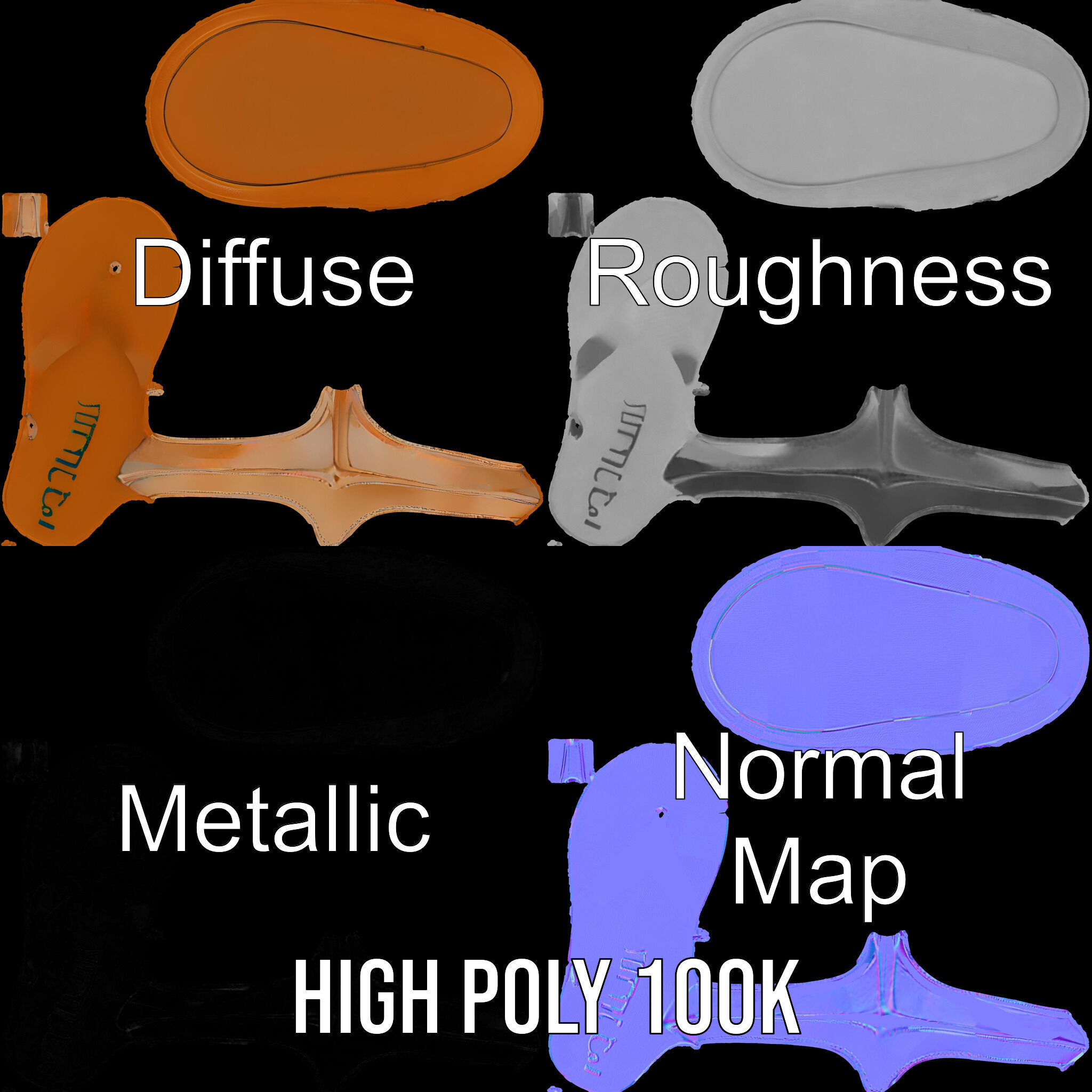 Casual Flip Flop Sandals D Model Pack Low-poly 3D model_3