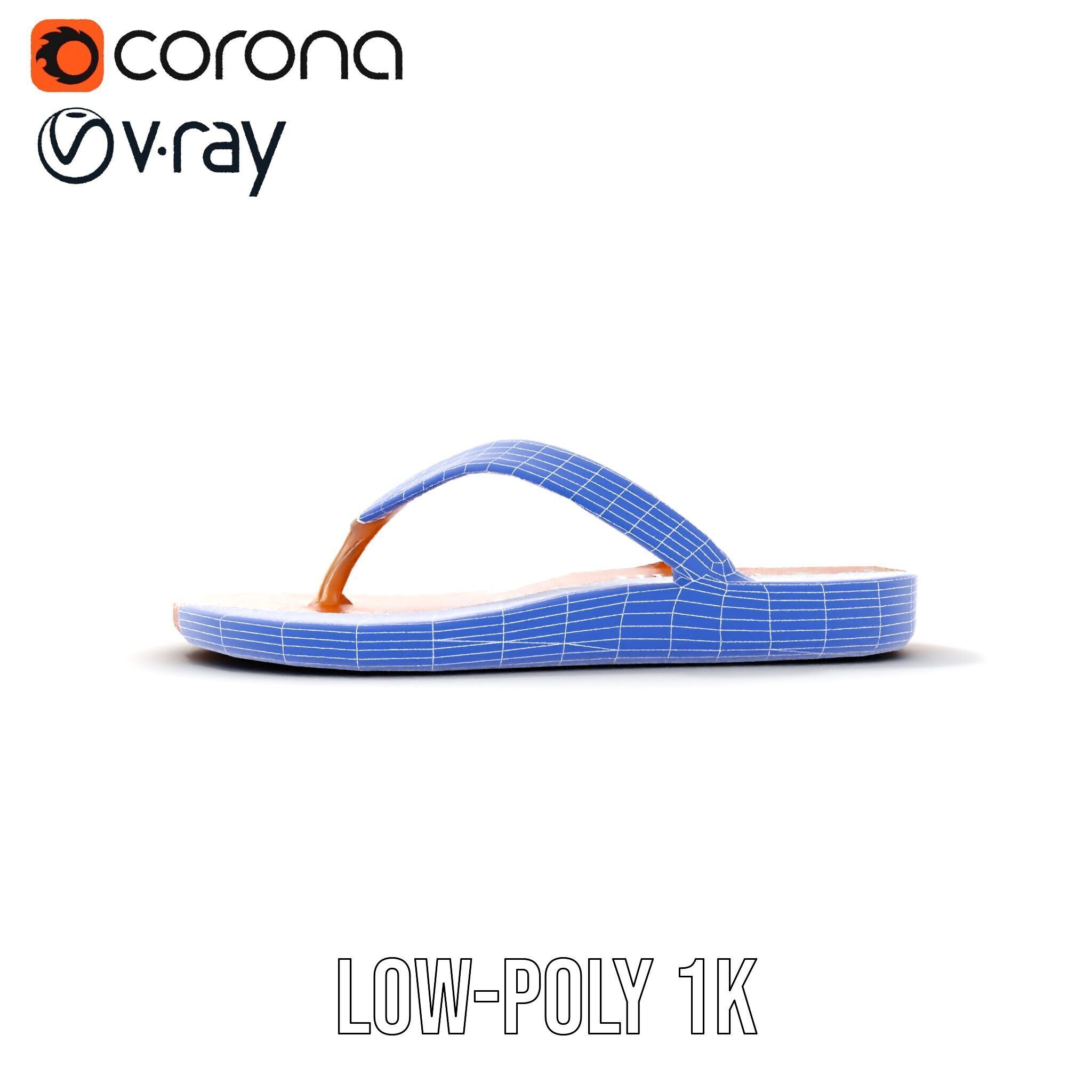 Casual Flip Flop Sandals D Model Pack Low-poly 3D model_26