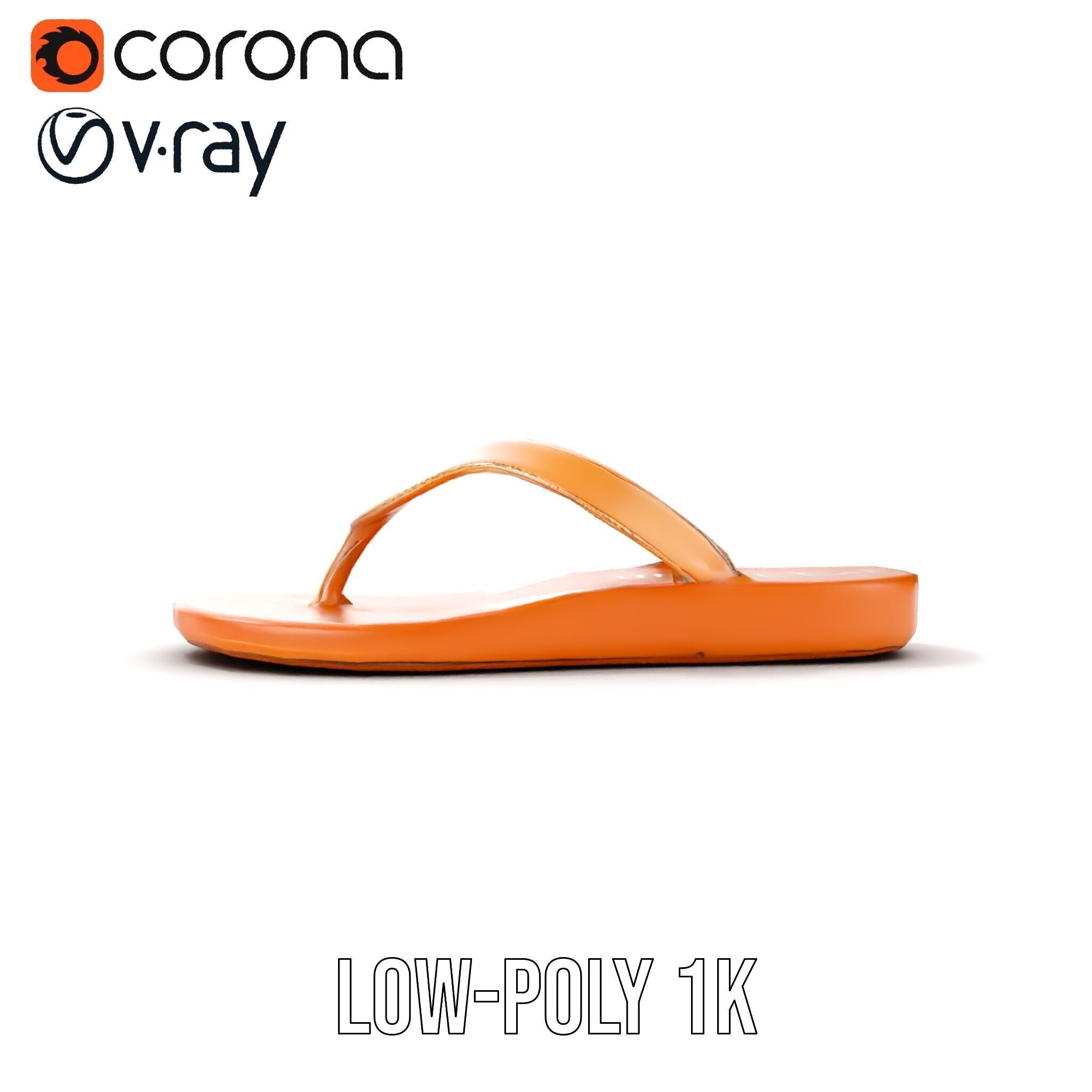 Casual Flip Flop Sandals D Model Pack Low-poly 3D model_16