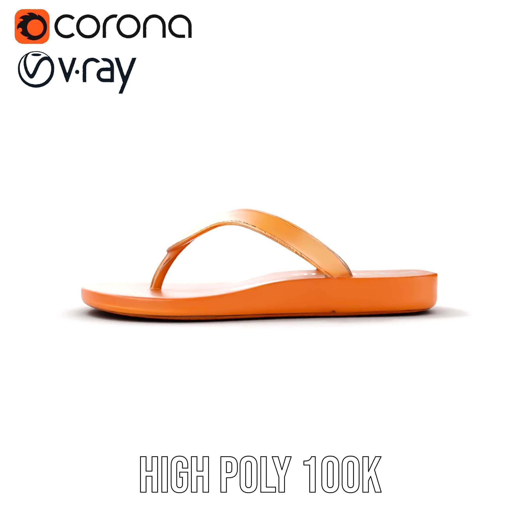 Casual Flip Flop Sandals D Model Pack Low-poly 3D model_35