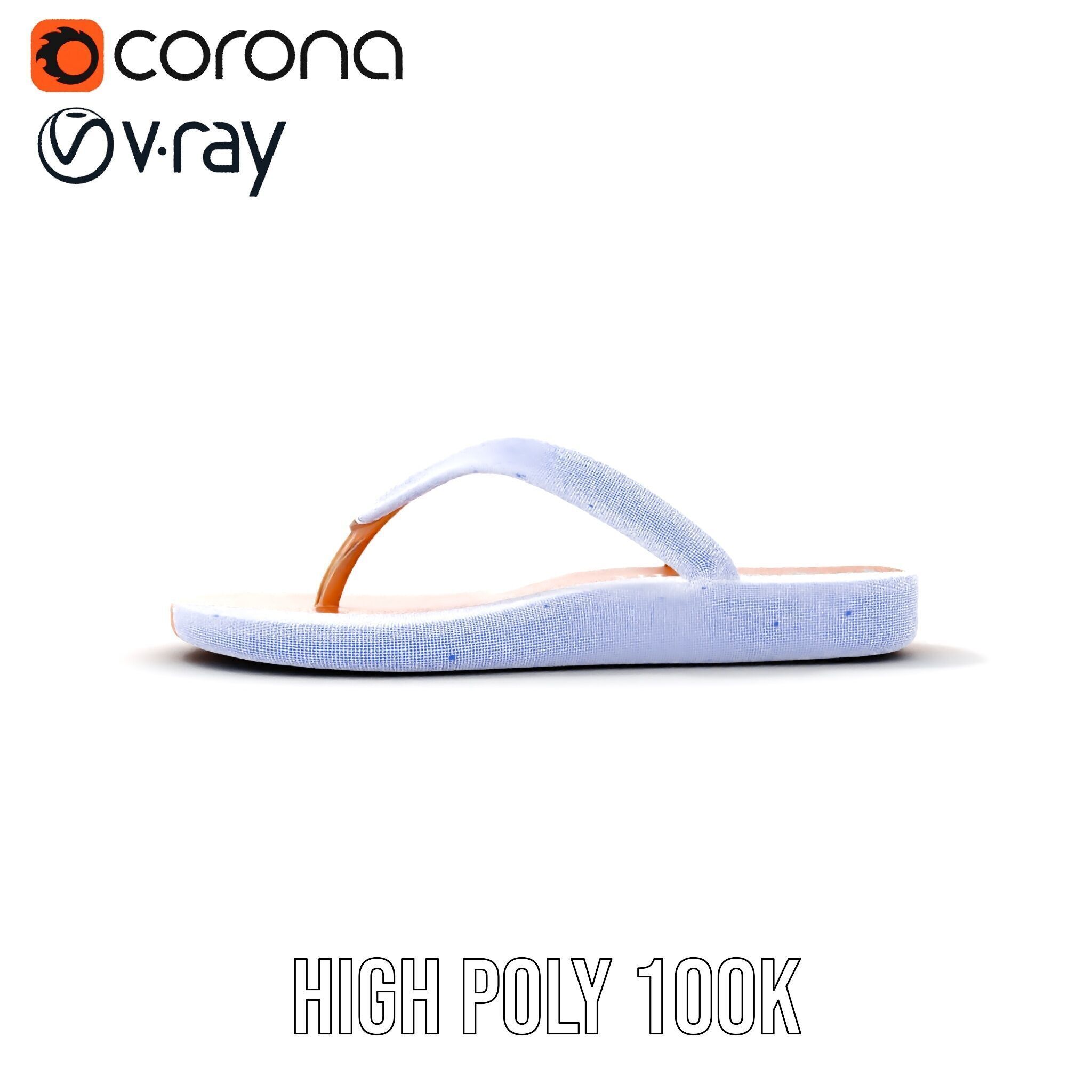 Casual Flip Flop Sandals D Model Pack Low-poly 3D model_36