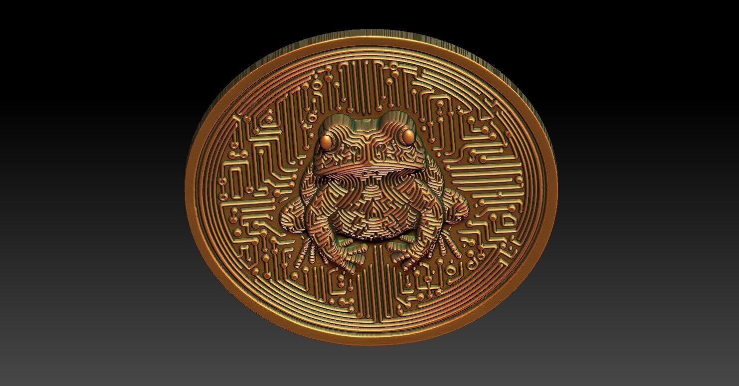 1 frog coin CNC Relief Model 3D print model_4
