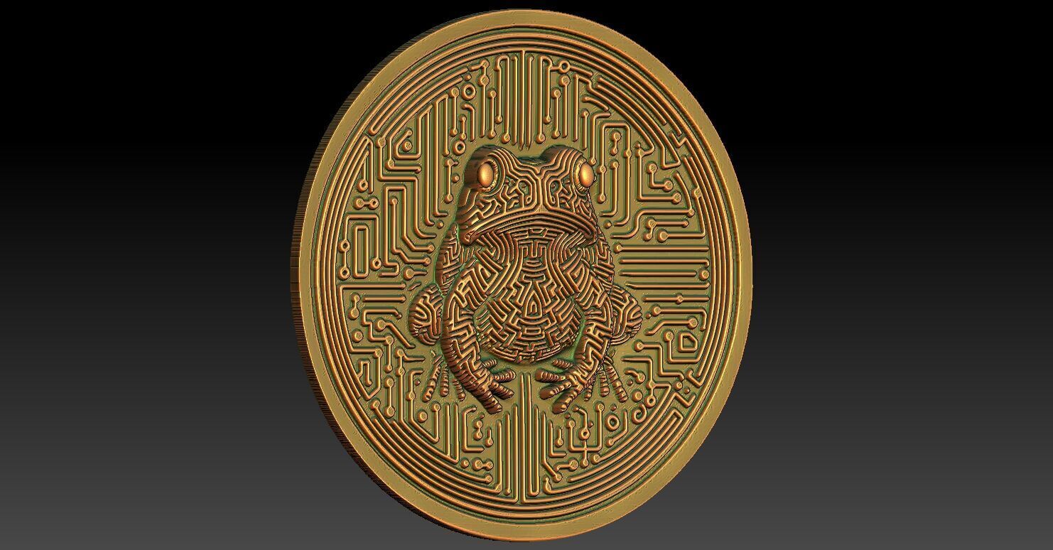 1 frog coin CNC Relief Model 3D print model_1