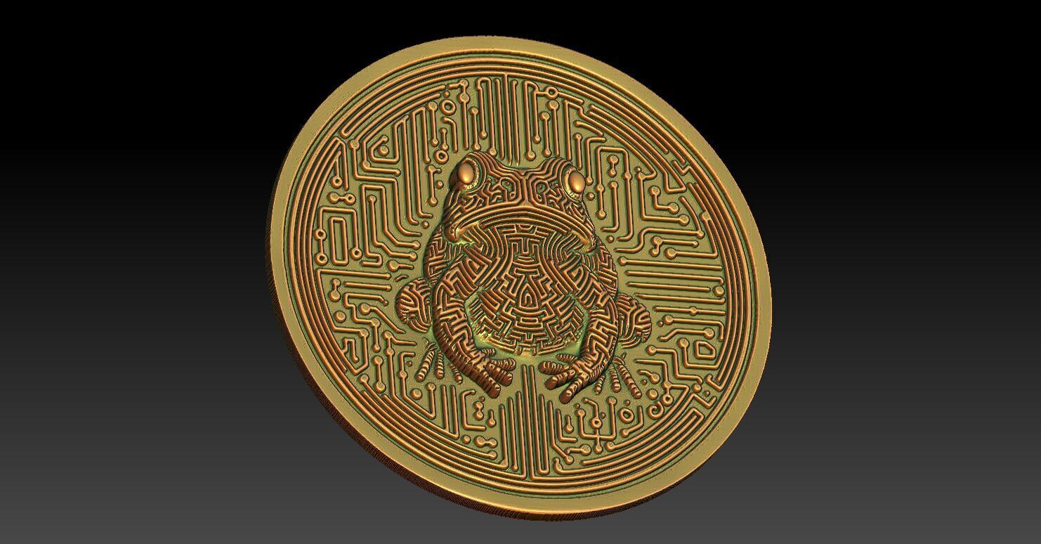 1 frog coin CNC Relief Model 3D print model_3