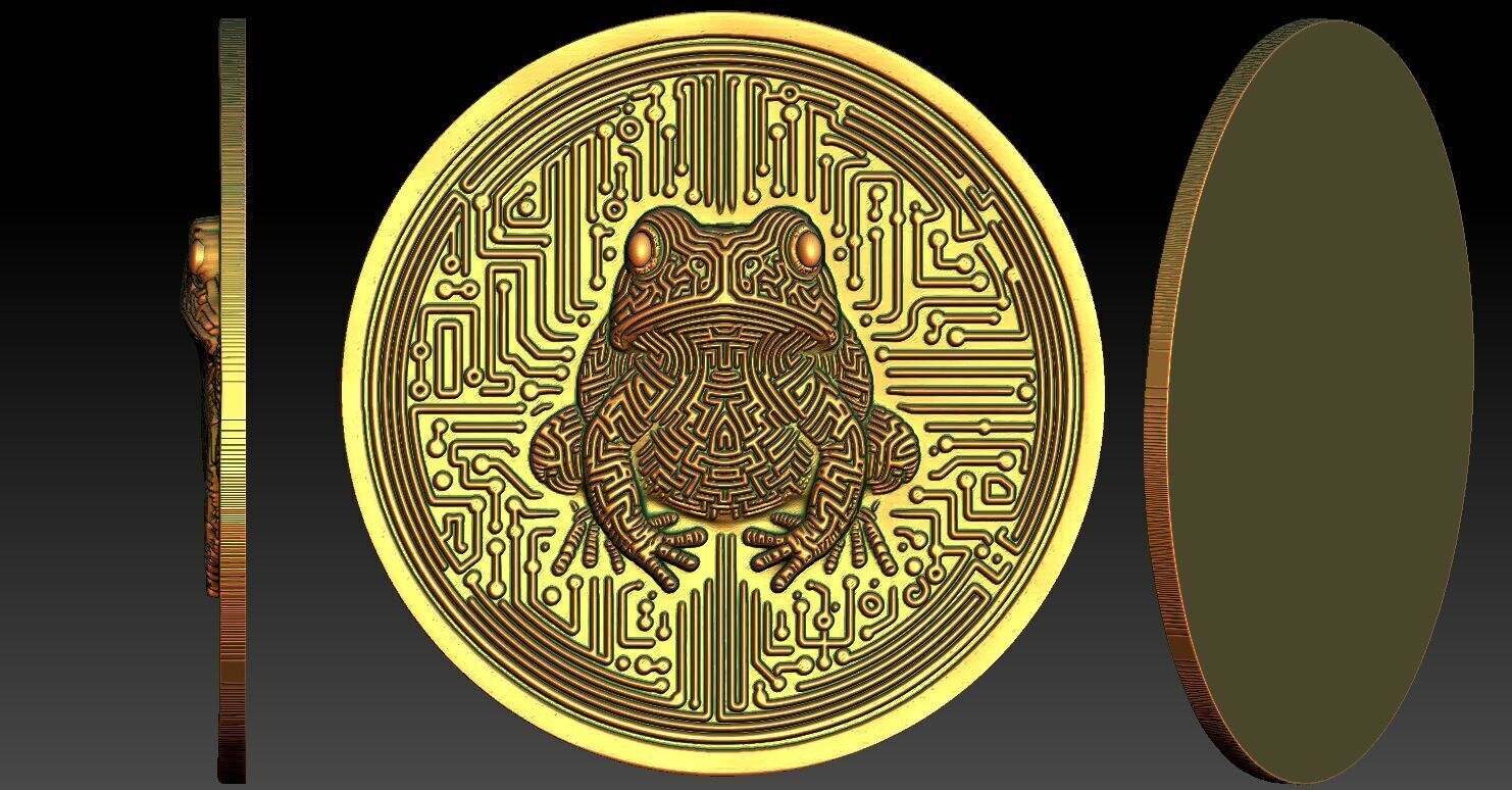 1 frog coin CNC Relief Model 3D print model_5