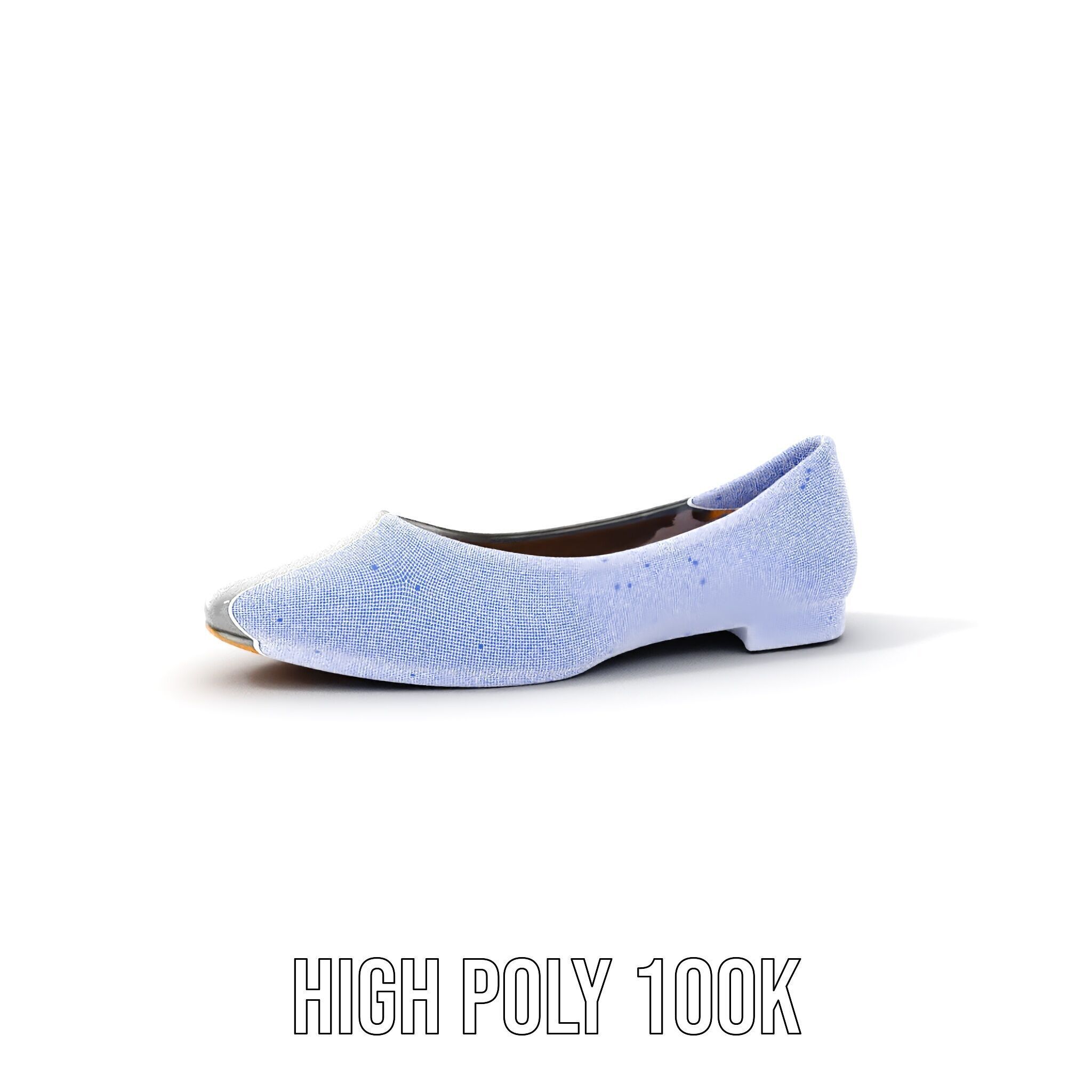 Elegant Gray Ballet Flat Shoe Model Pack Low-poly 3D model_4