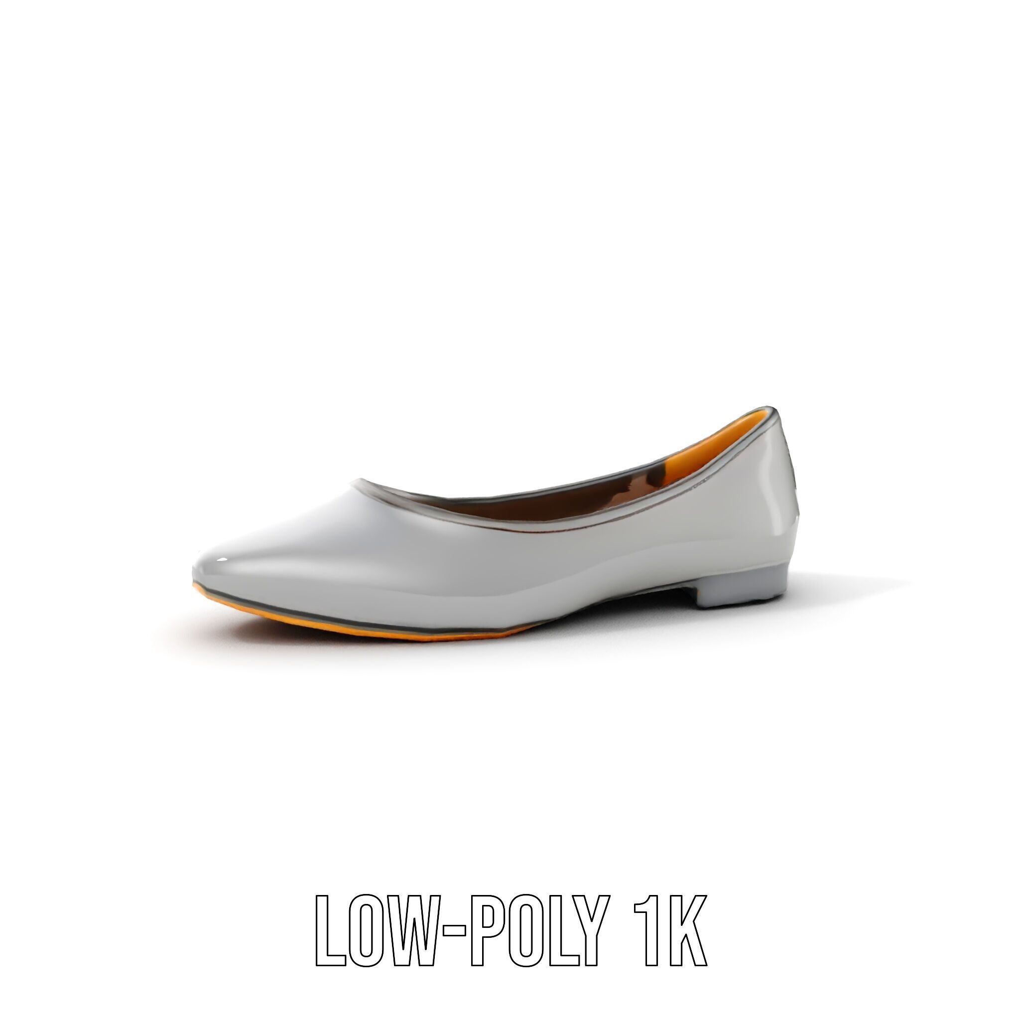 Elegant Gray Ballet Flat Shoe Model Pack Low-poly 3D model_7