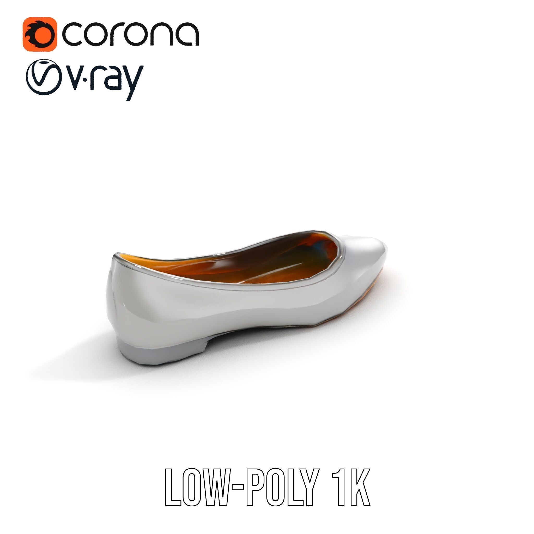 Elegant Gray Ballet Flat Shoe Model Pack Low-poly 3D model_10