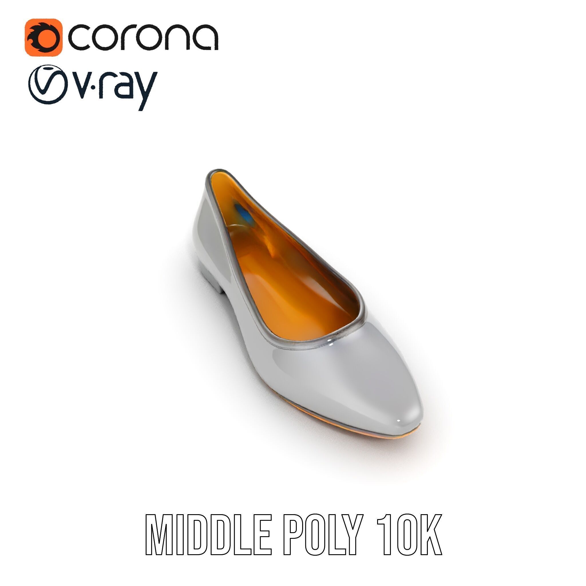 Elegant Gray Ballet Flat Shoe Model Pack Low-poly 3D model_17