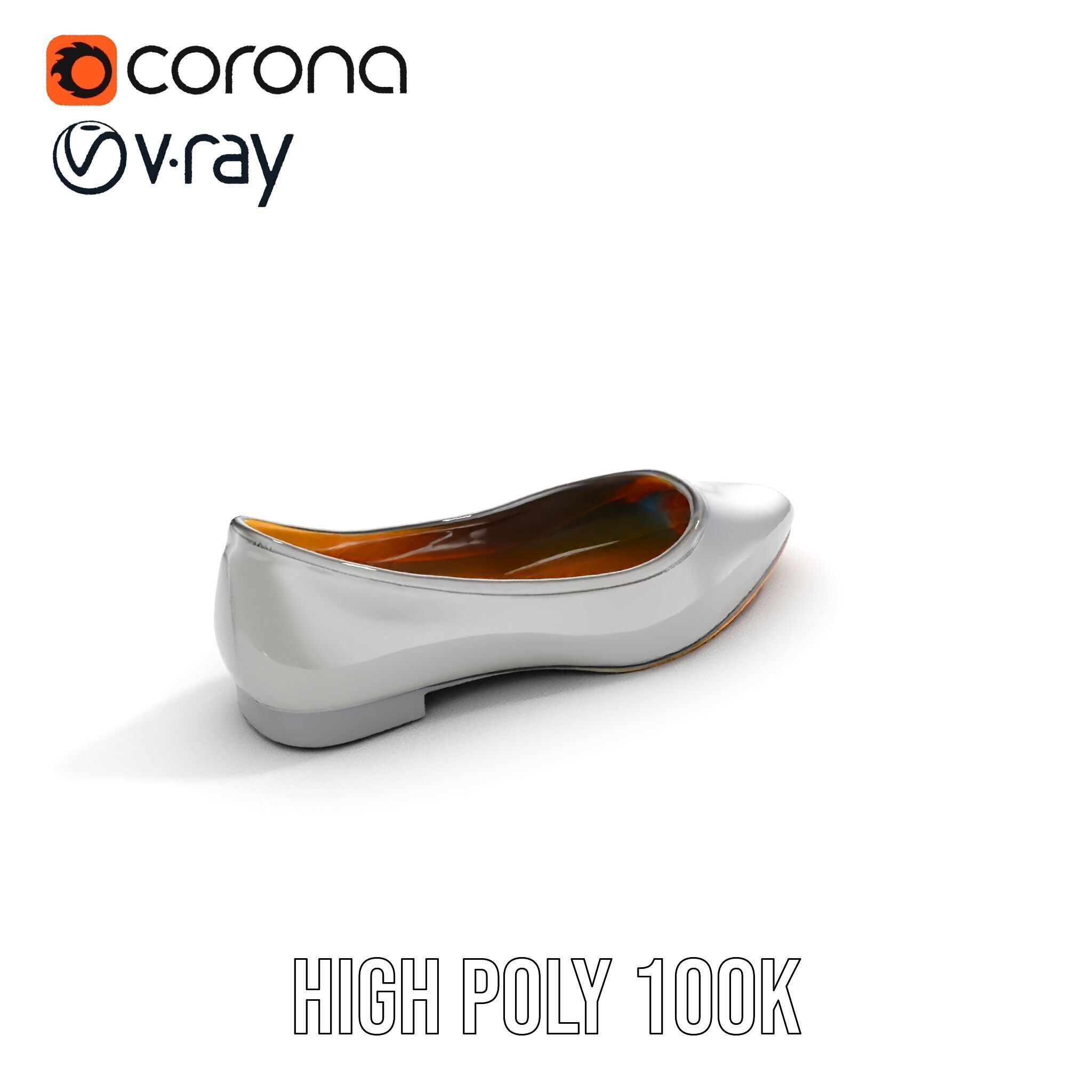 Elegant Gray Ballet Flat Shoe Model Pack Low-poly 3D model_19