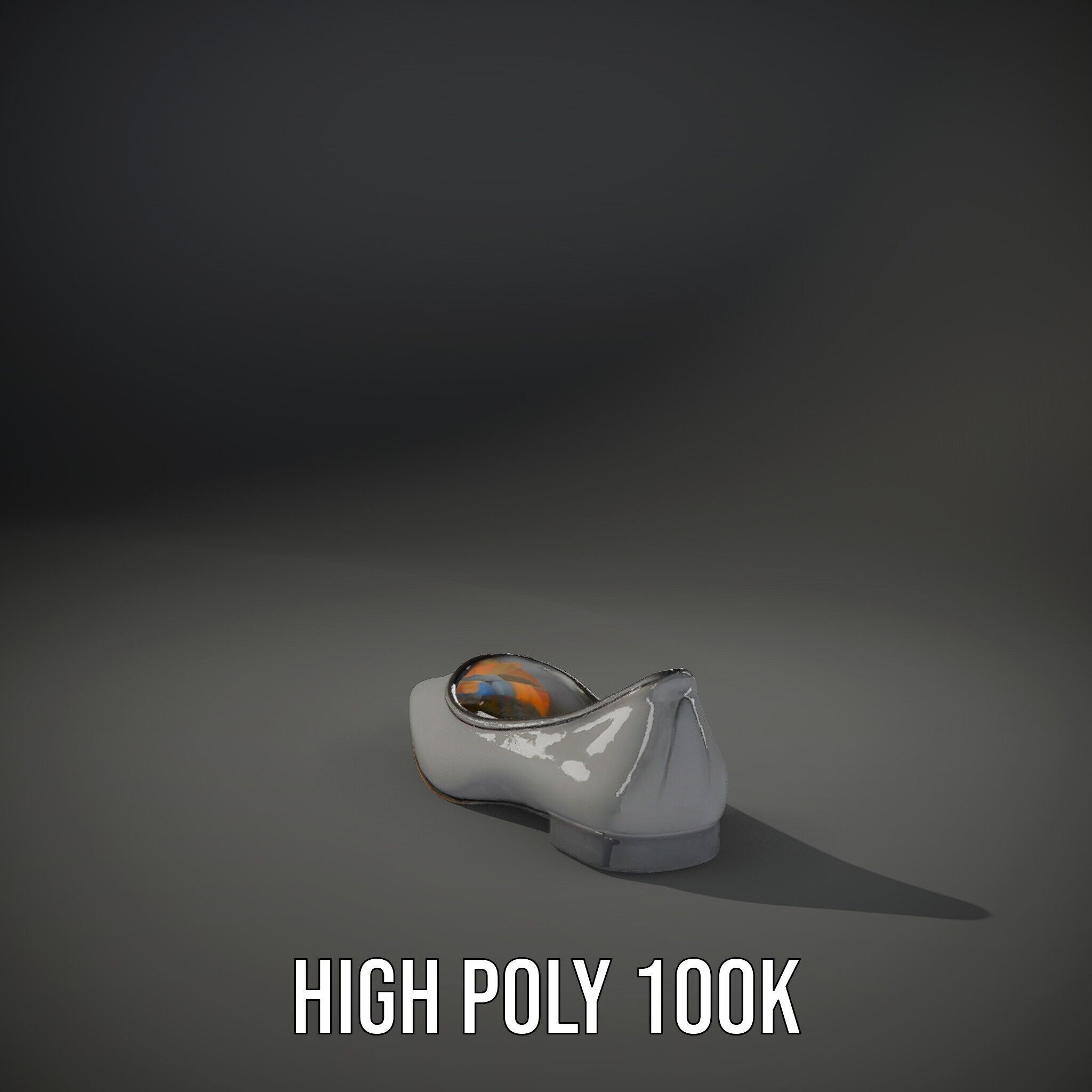 Elegant Gray Ballet Flat Shoe Model Pack Low-poly 3D model_8