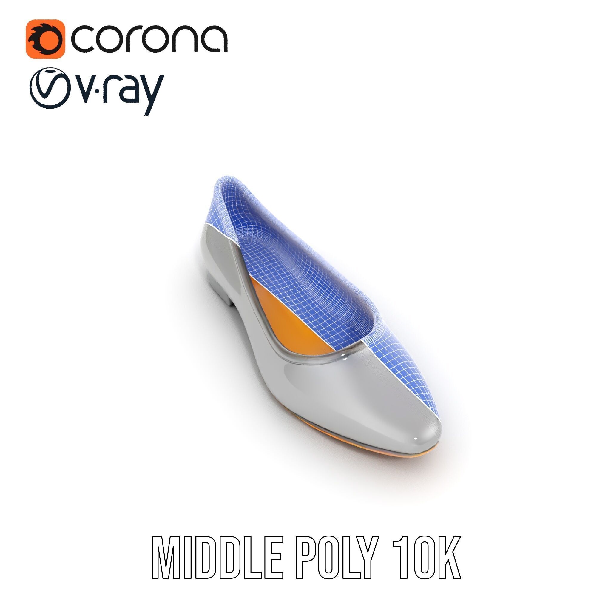 Elegant Gray Ballet Flat Shoe Model Pack Low-poly 3D model_28