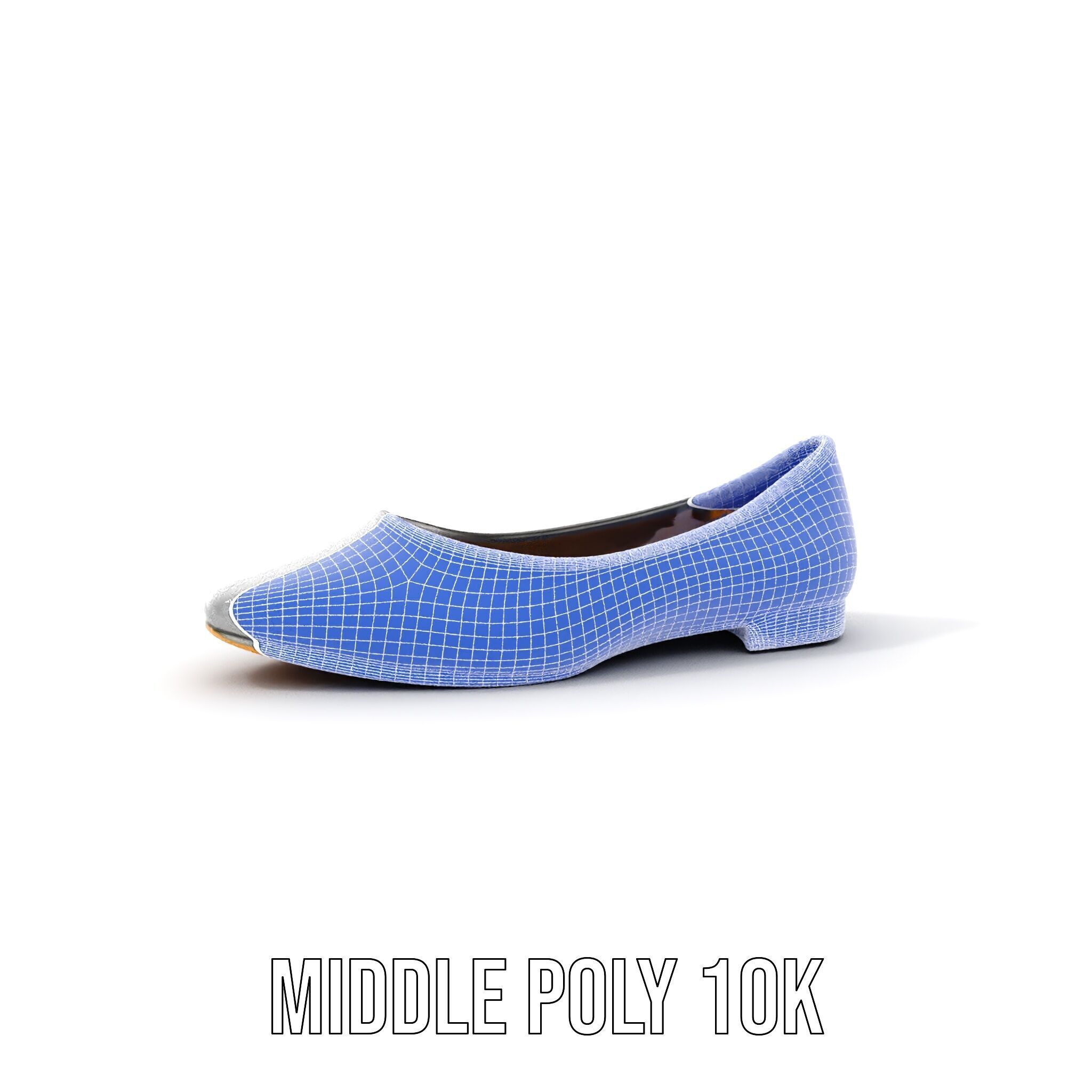 Elegant Gray Ballet Flat Shoe Model Pack Low-poly 3D model_6