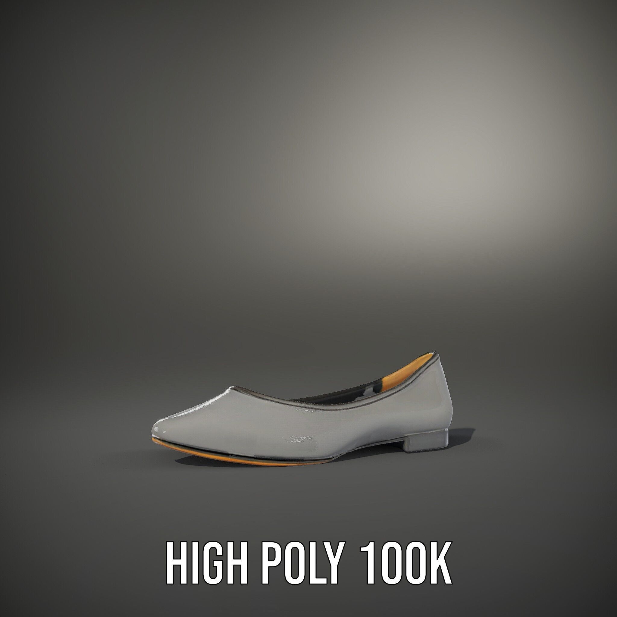 Elegant Gray Ballet Flat Shoe Model Pack Low-poly 3D model_11