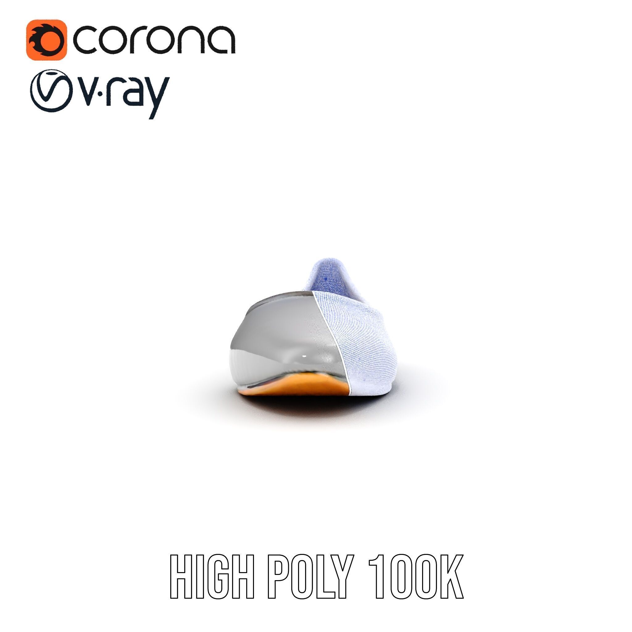 Elegant Gray Ballet Flat Shoe Model Pack Low-poly 3D model_38