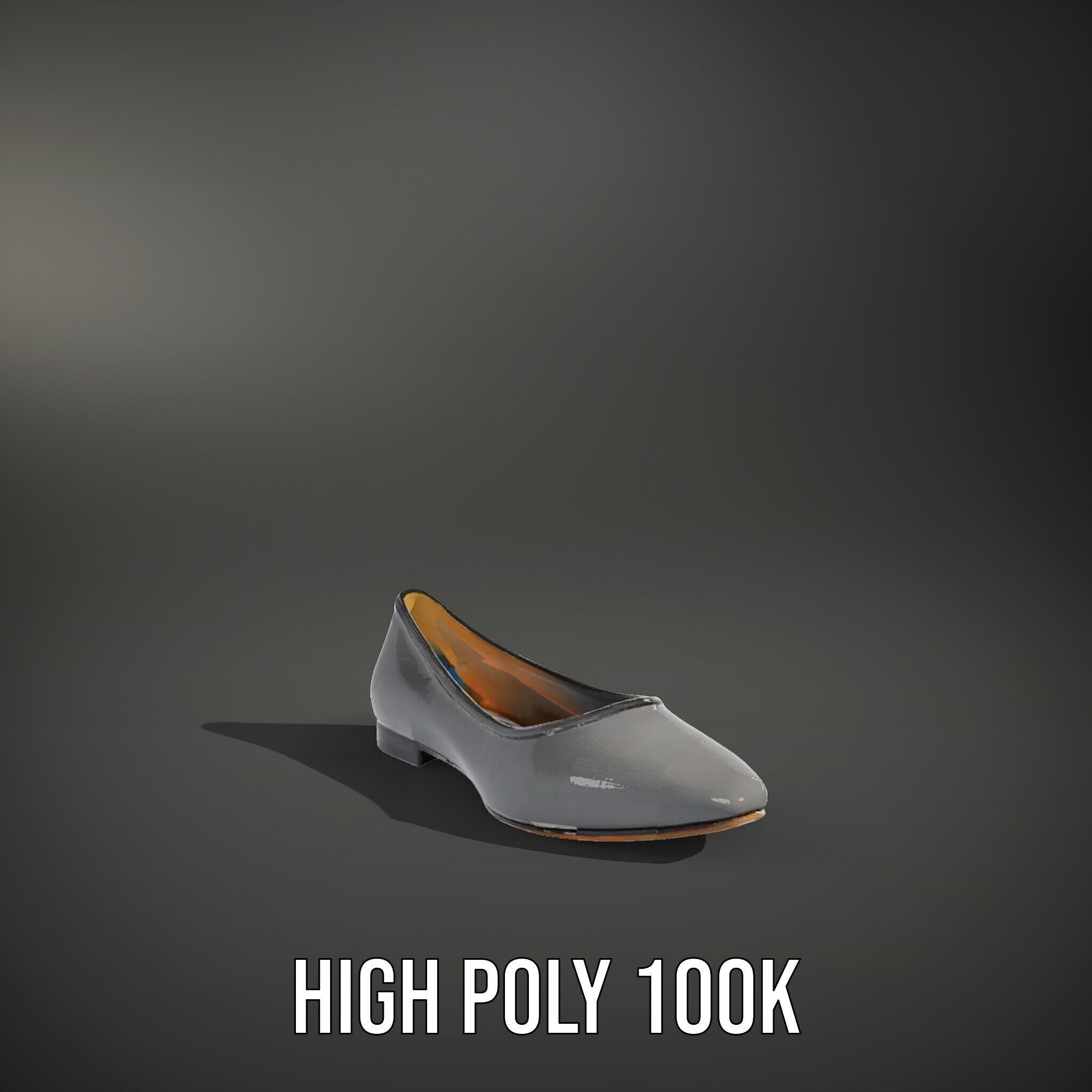 Elegant Gray Ballet Flat Shoe Model Pack Low-poly 3D model_14