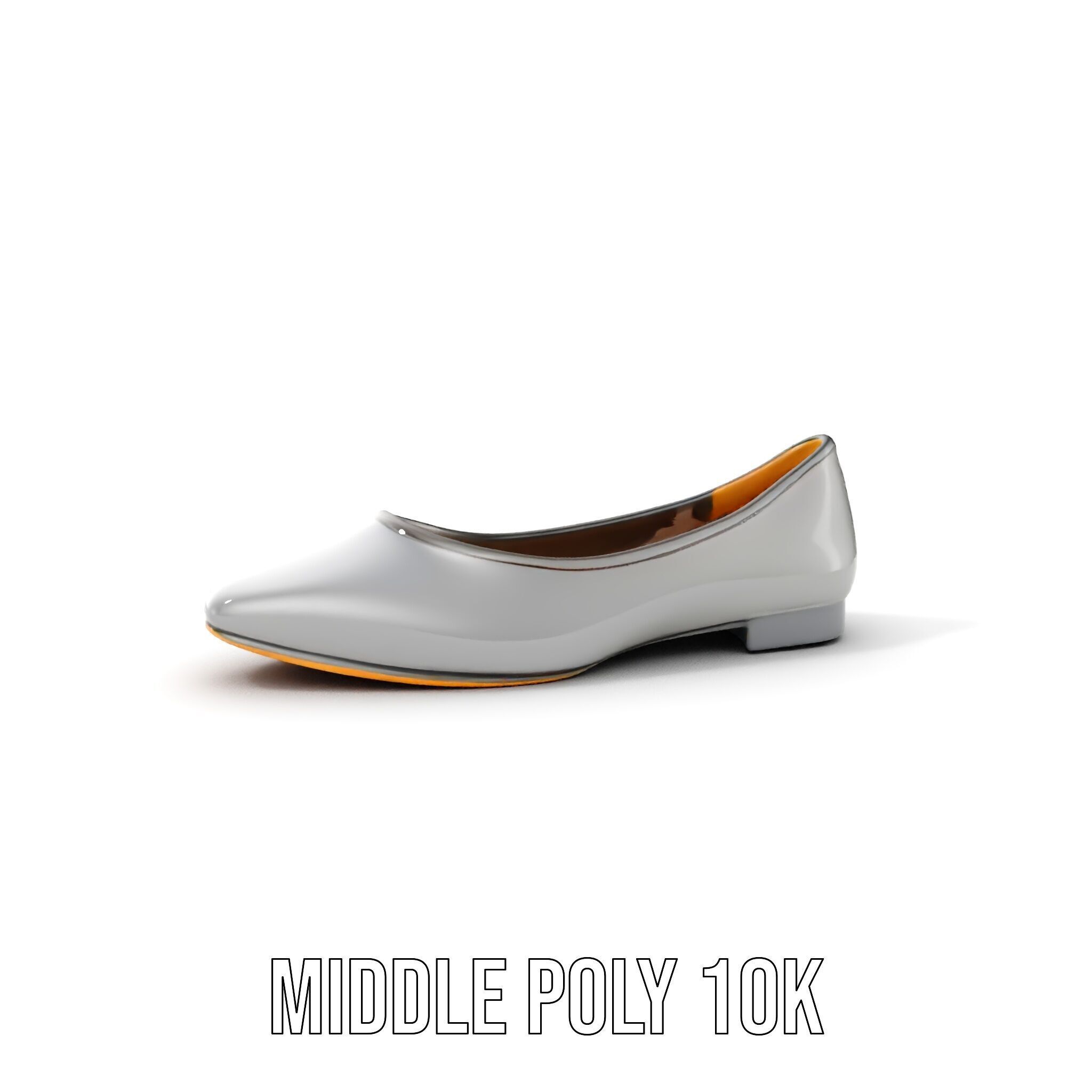 Elegant Gray Ballet Flat Shoe Model Pack Low-poly 3D model_12
