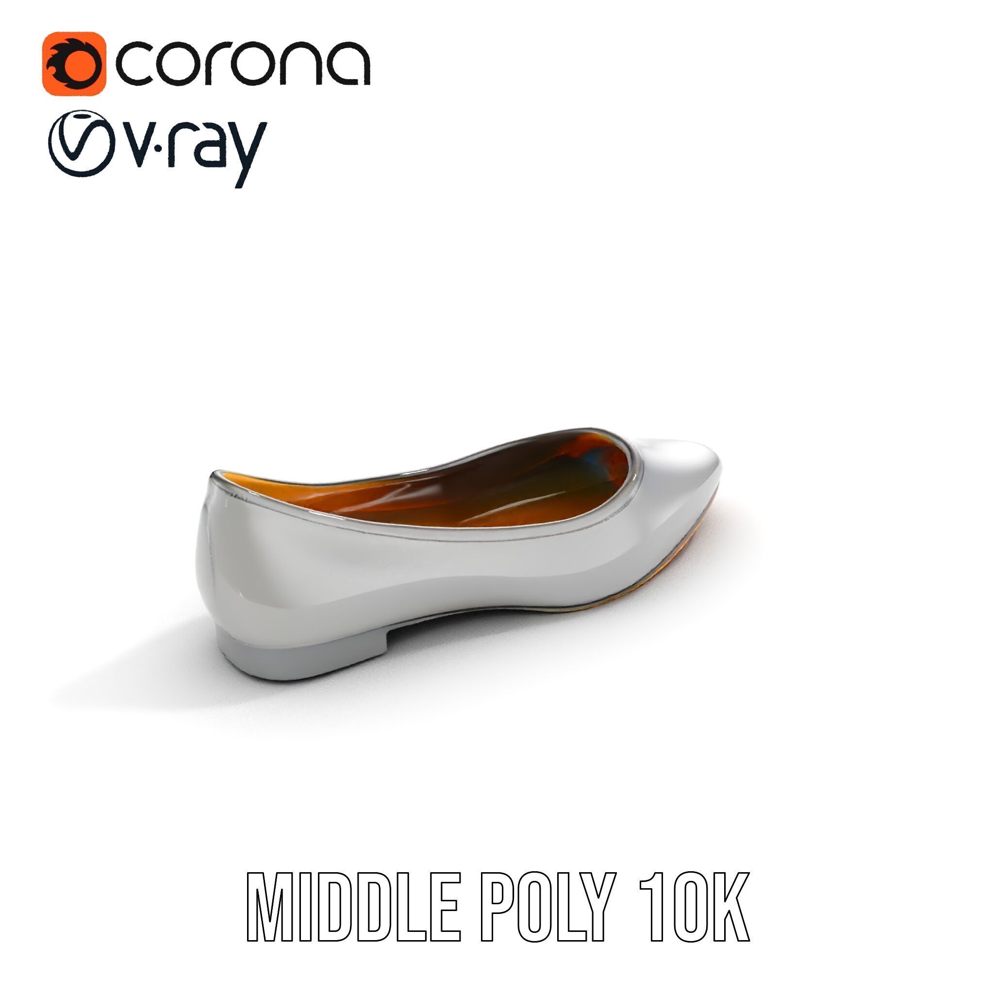 Elegant Gray Ballet Flat Shoe Model Pack Low-poly 3D model_15