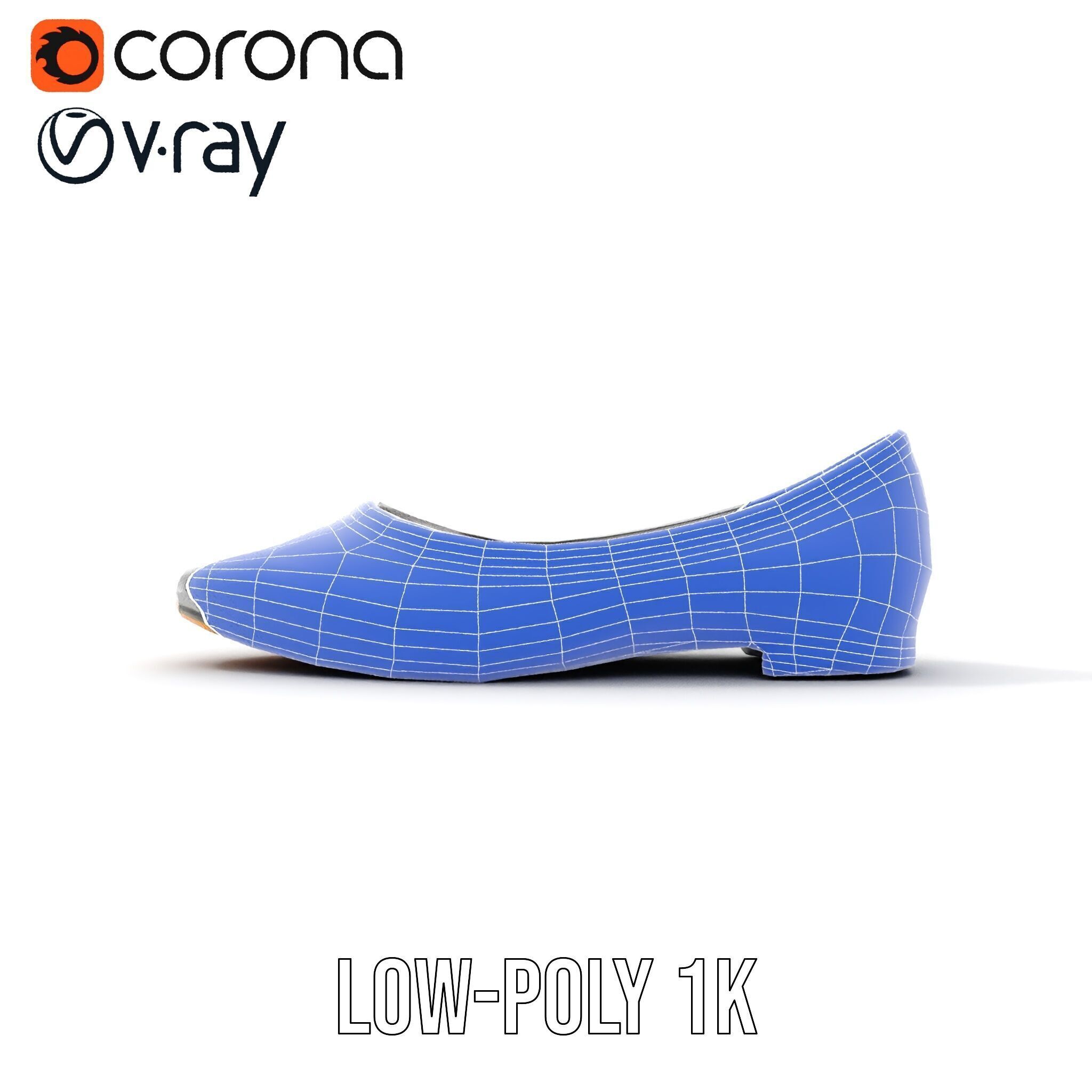 Elegant Gray Ballet Flat Shoe Model Pack Low-poly 3D model_18