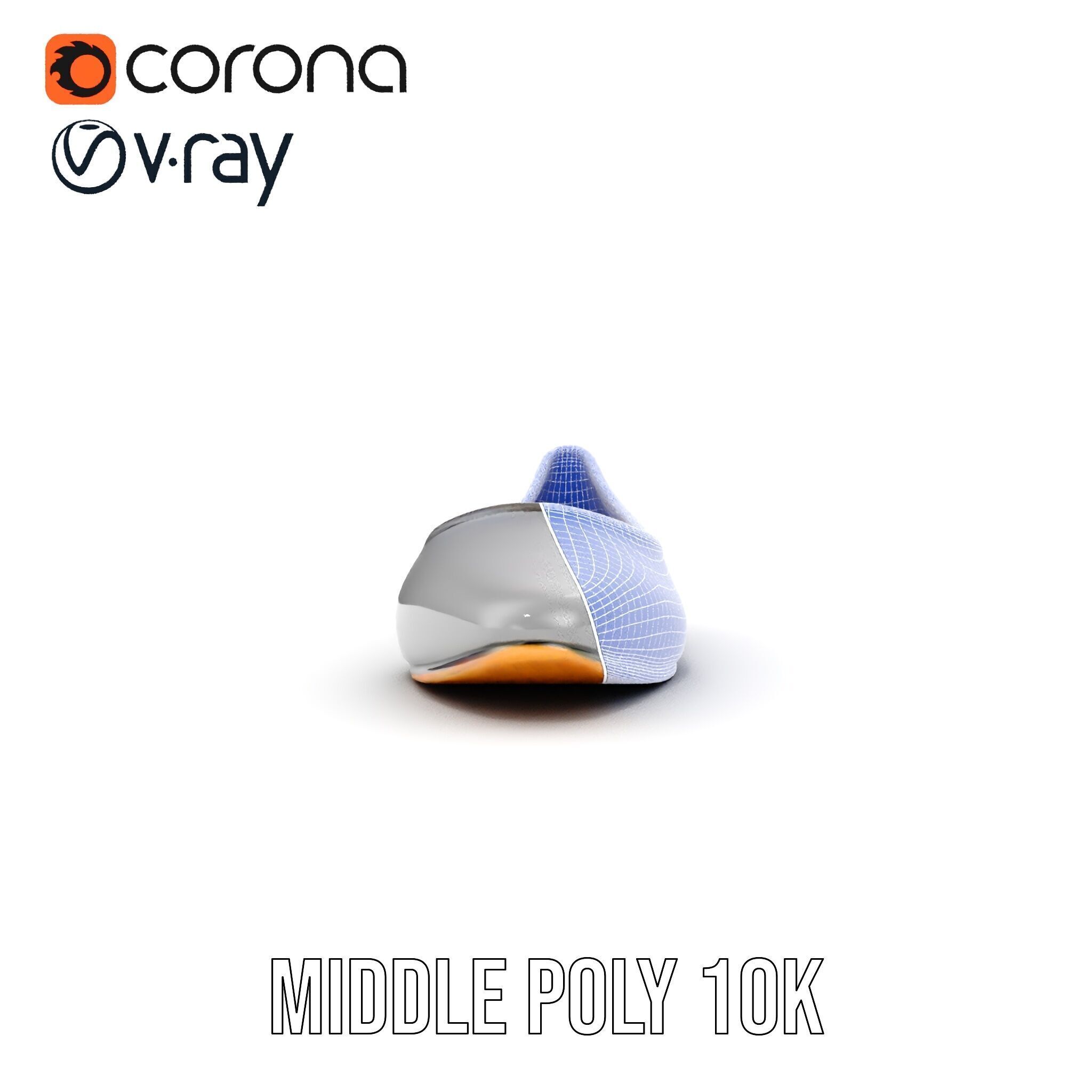 Elegant Gray Ballet Flat Shoe Model Pack Low-poly 3D model_31