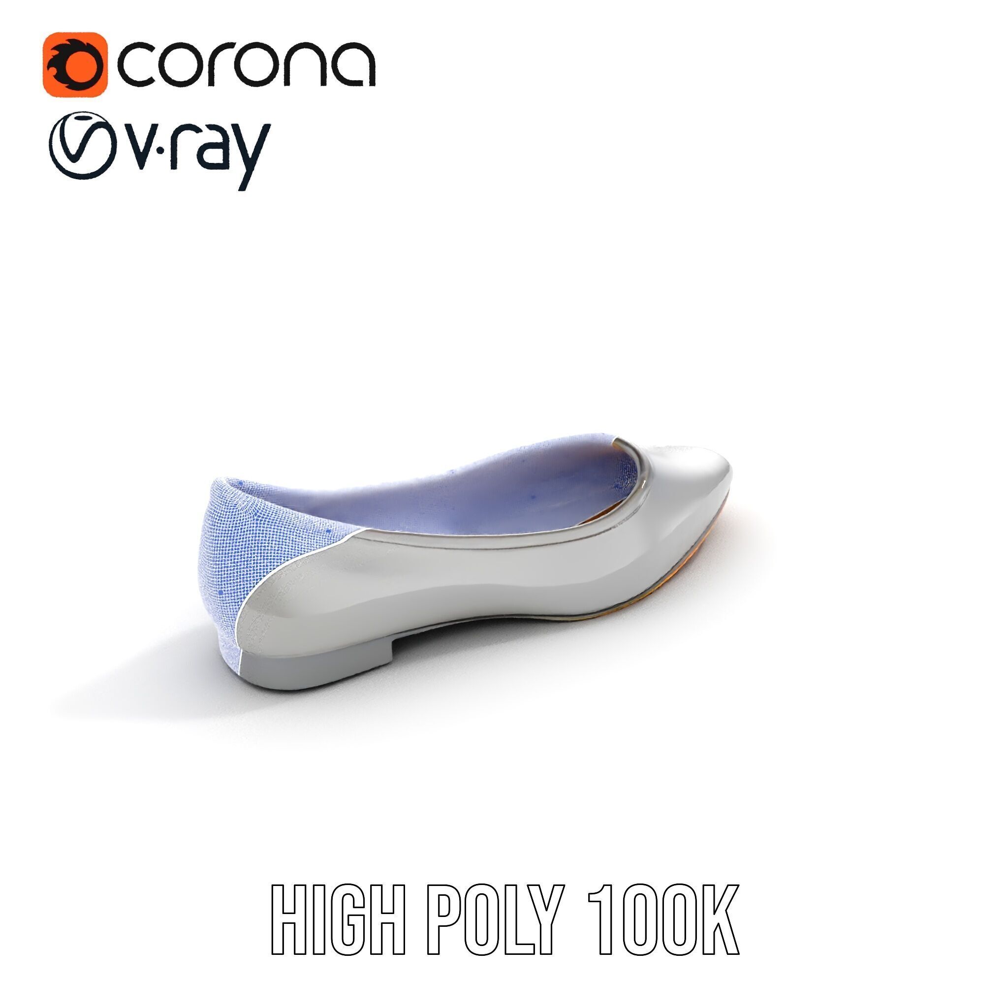 Elegant Gray Ballet Flat Shoe Model Pack Low-poly 3D model_33