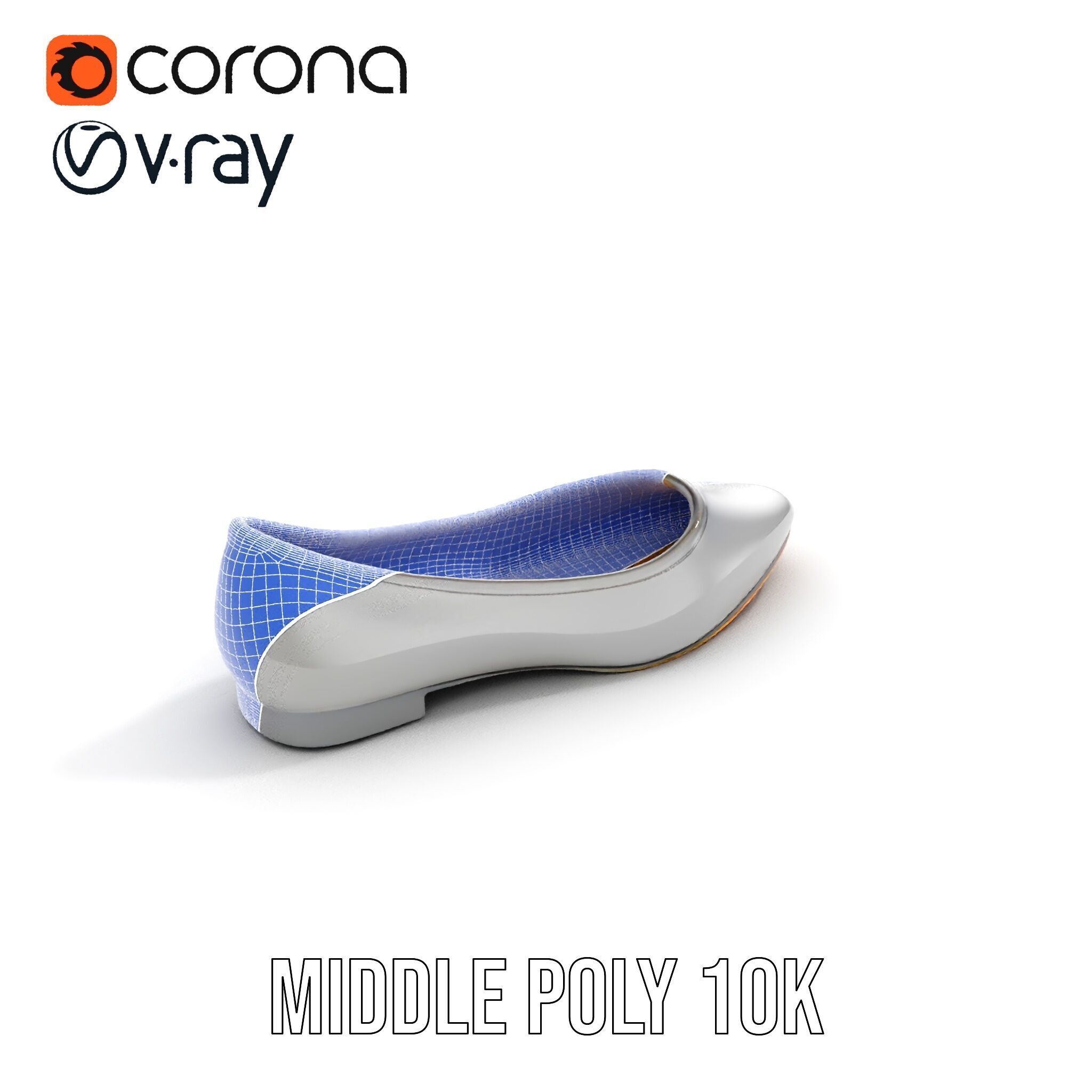 Elegant Gray Ballet Flat Shoe Model Pack Low-poly 3D model_23