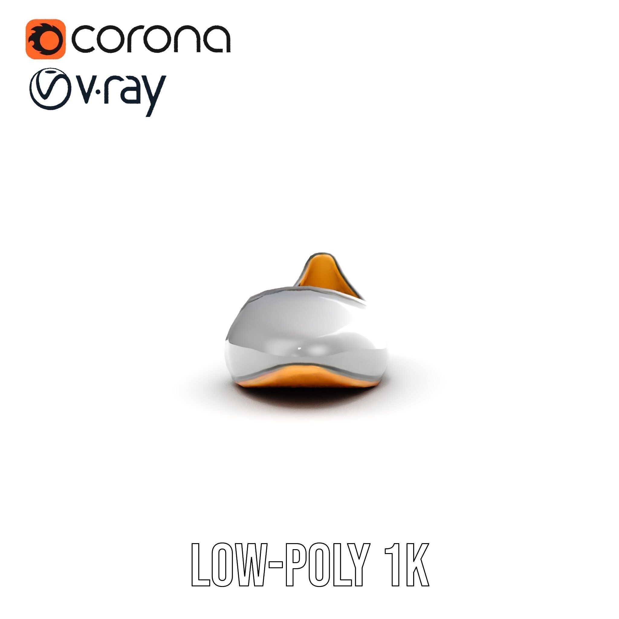 Elegant Gray Ballet Flat Shoe Model Pack Low-poly 3D model_16