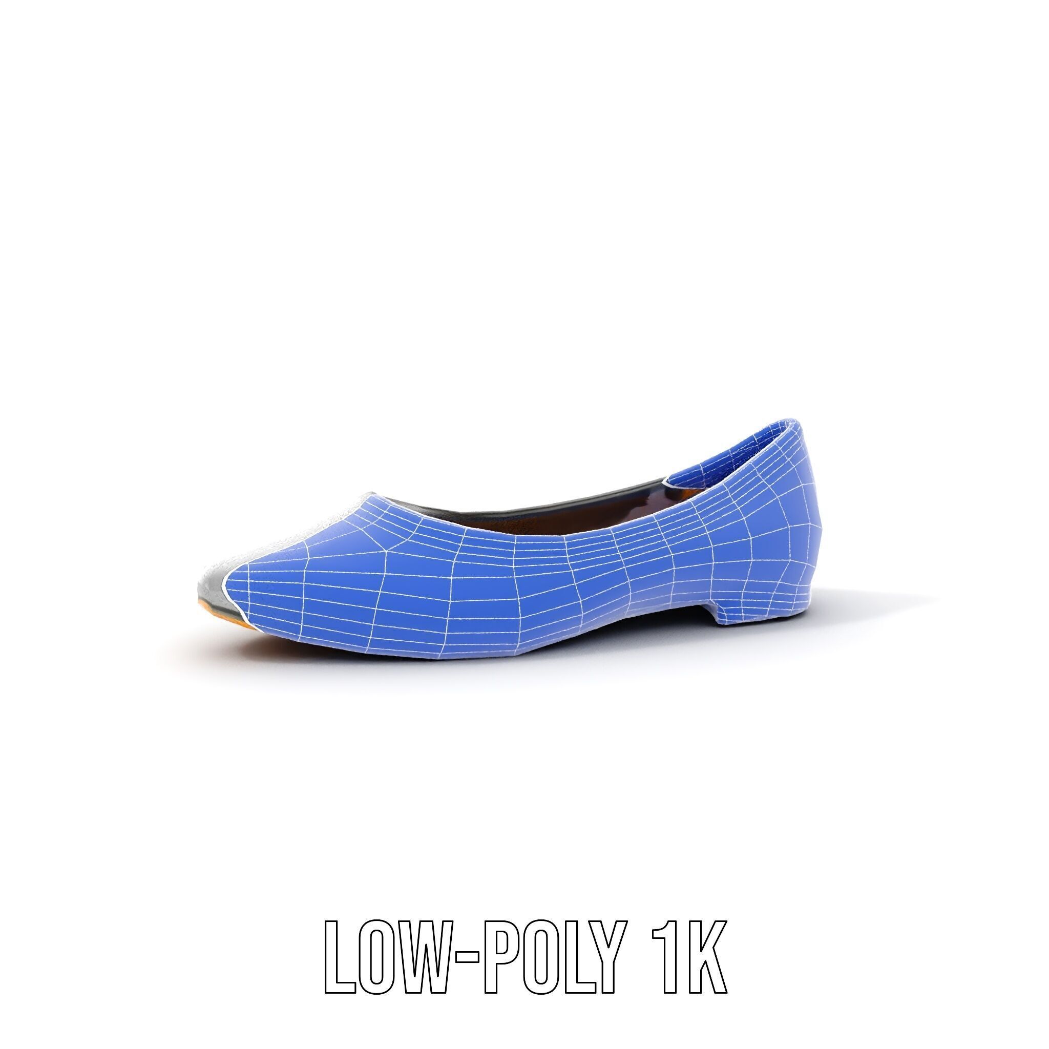 Elegant Gray Ballet Flat Shoe Model Pack Low-poly 3D model_27