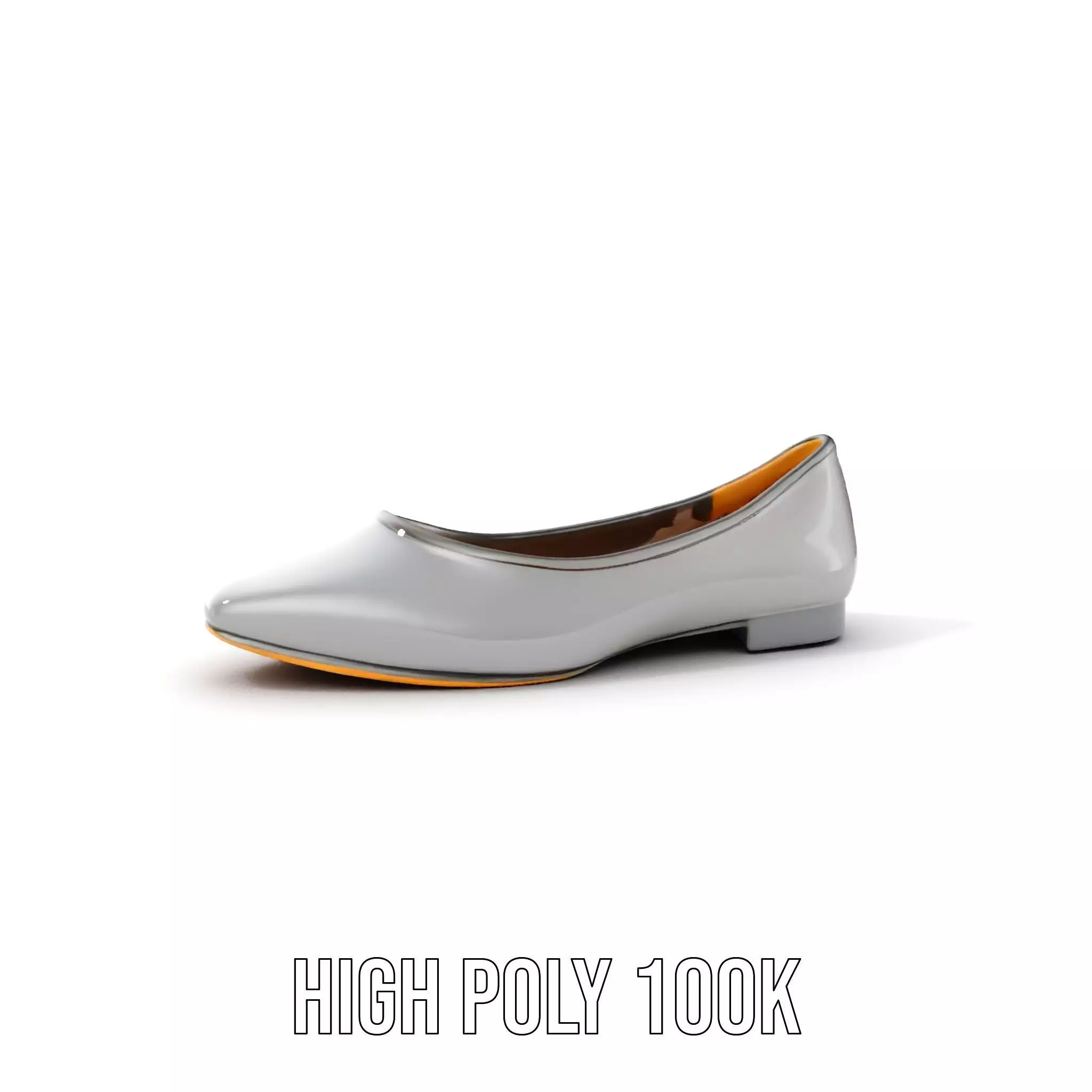Elegant Gray Ballet Flat Shoe Model Pack Low-poly 3D model_0