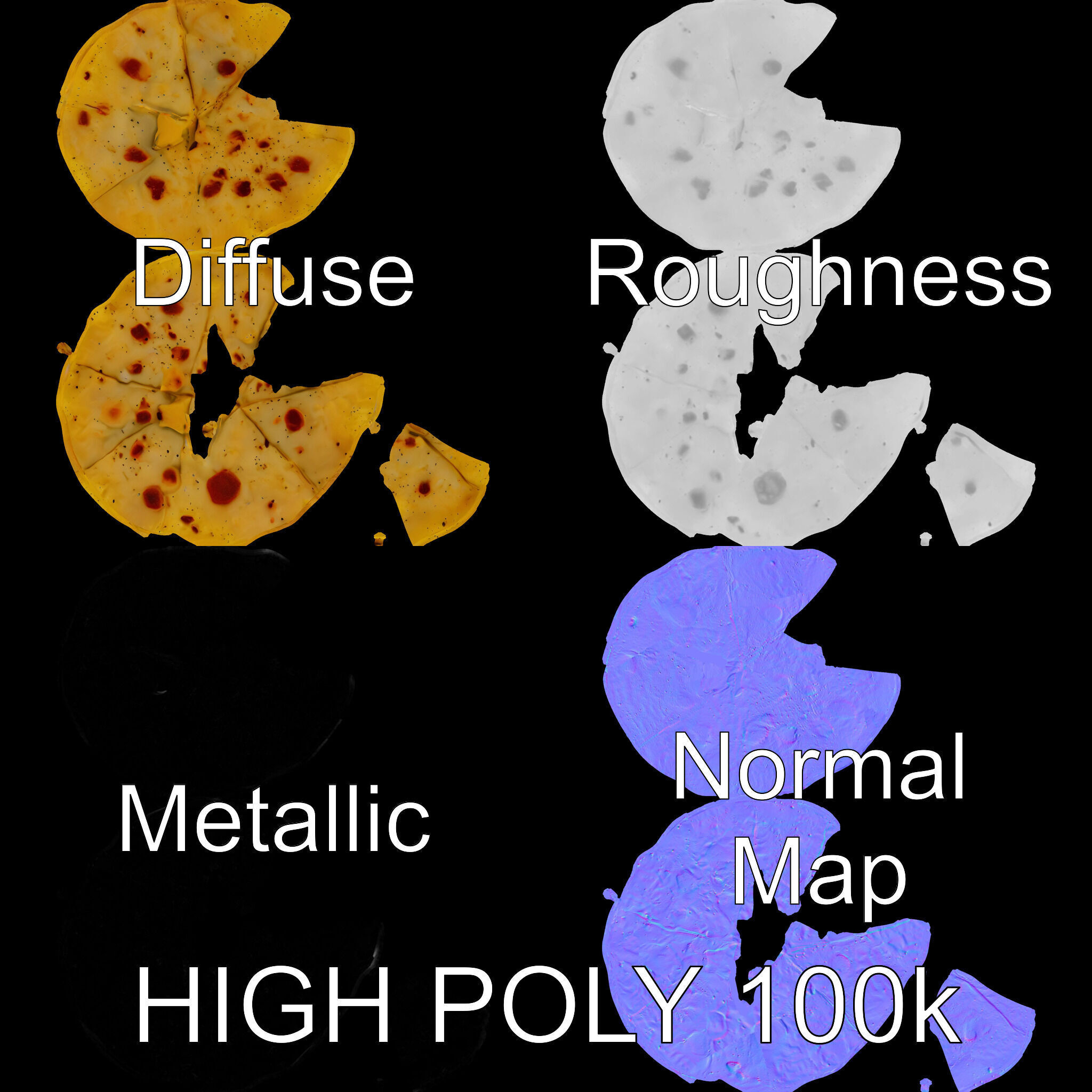 Detailed Flatbread Model Pack for D Applications Low-poly 3D model_3