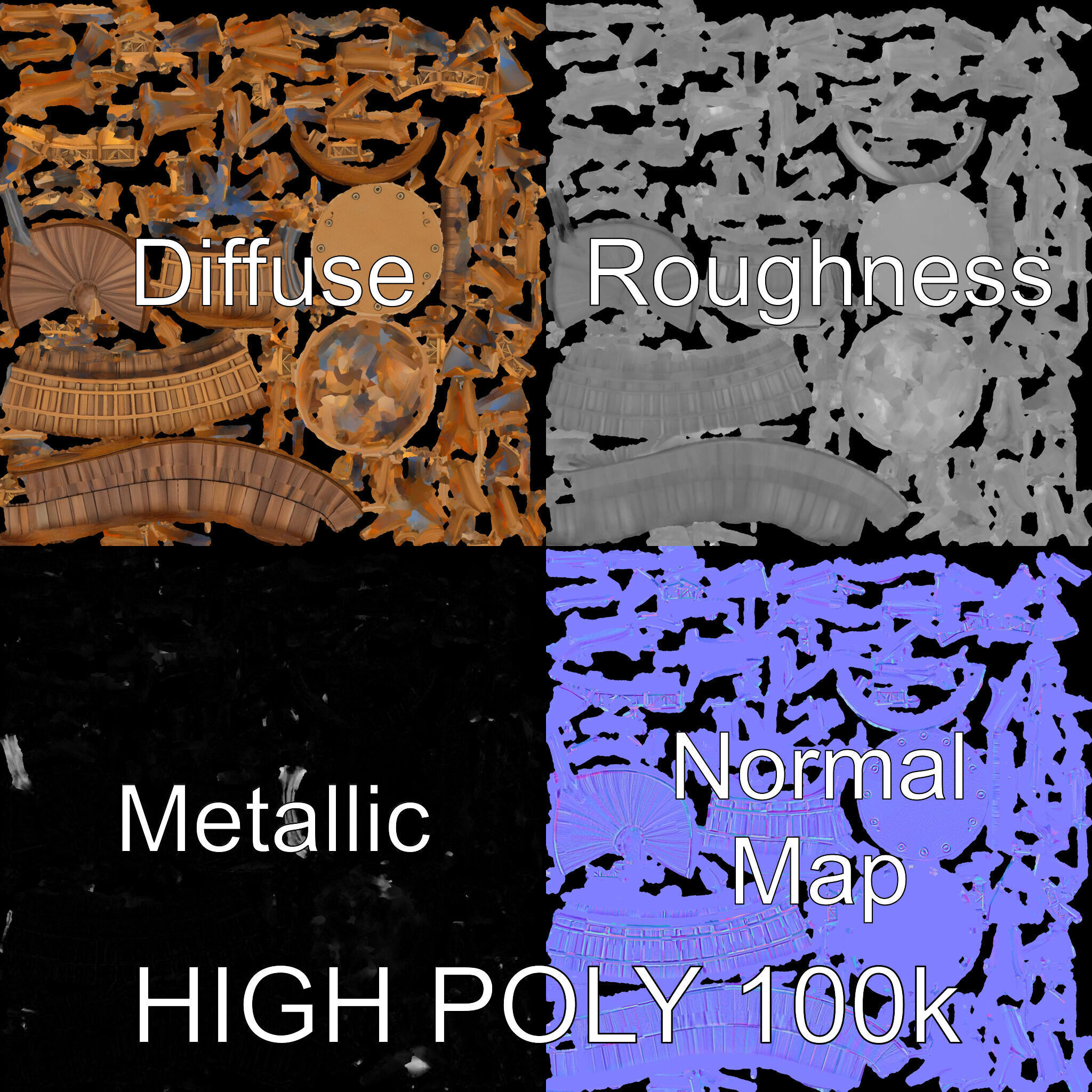 Classic Wooden Water Tower Model Pack for Realistic Environments Low-poly 3D model_3